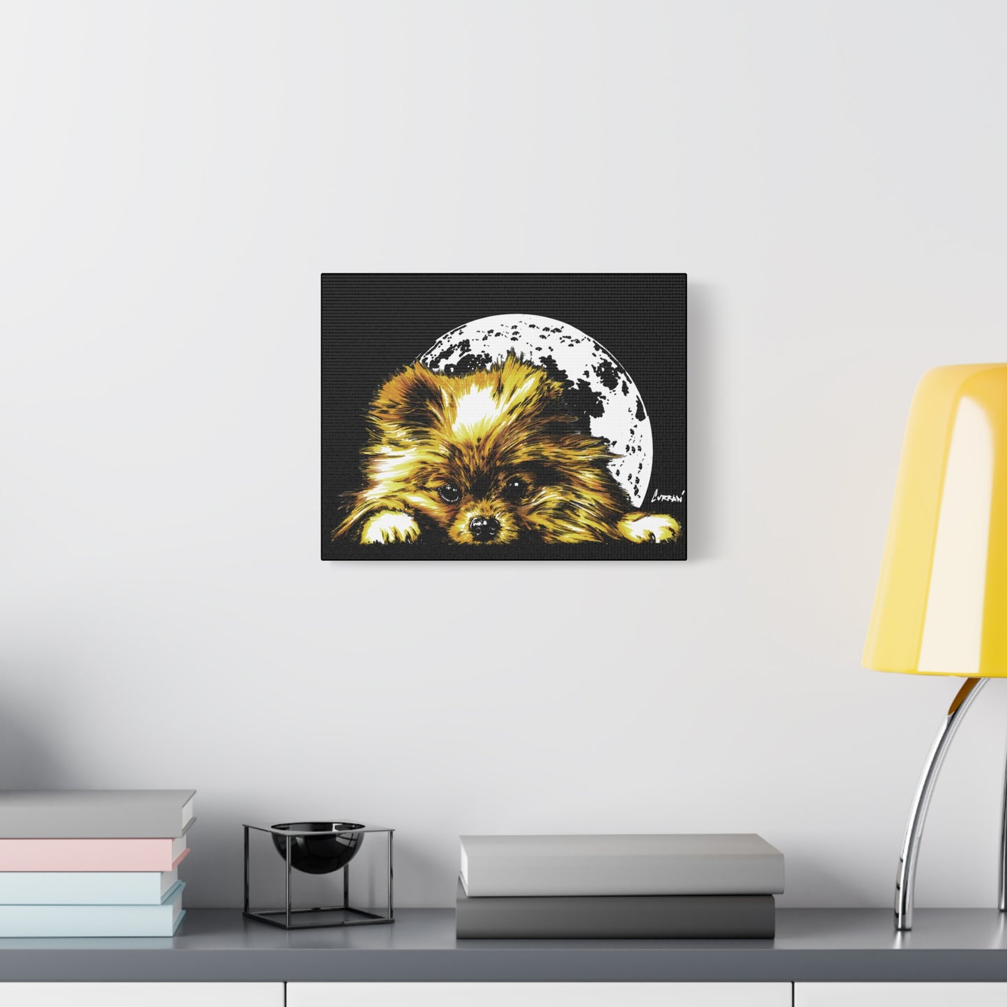 Pomeranian Moon Canvas Art Print- Dog Lover's Decor, 1.25" Stretched Print