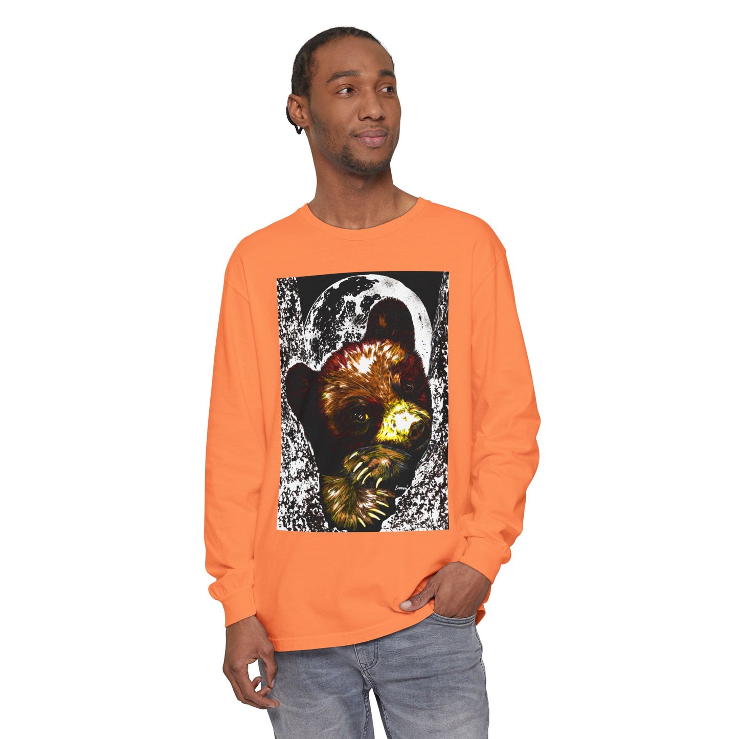 Moonlit Brown Bear Cub Unisex Long Sleeve T Shirt