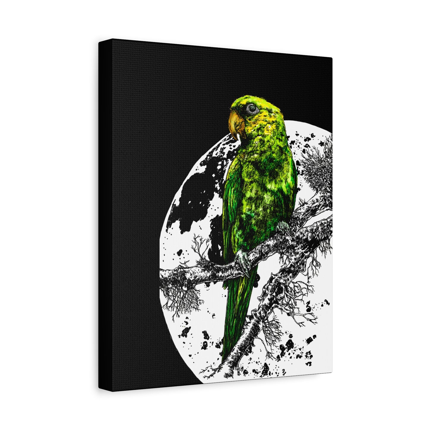 Green Parrot Wall Art Print - Matte Canvas, Stretched,