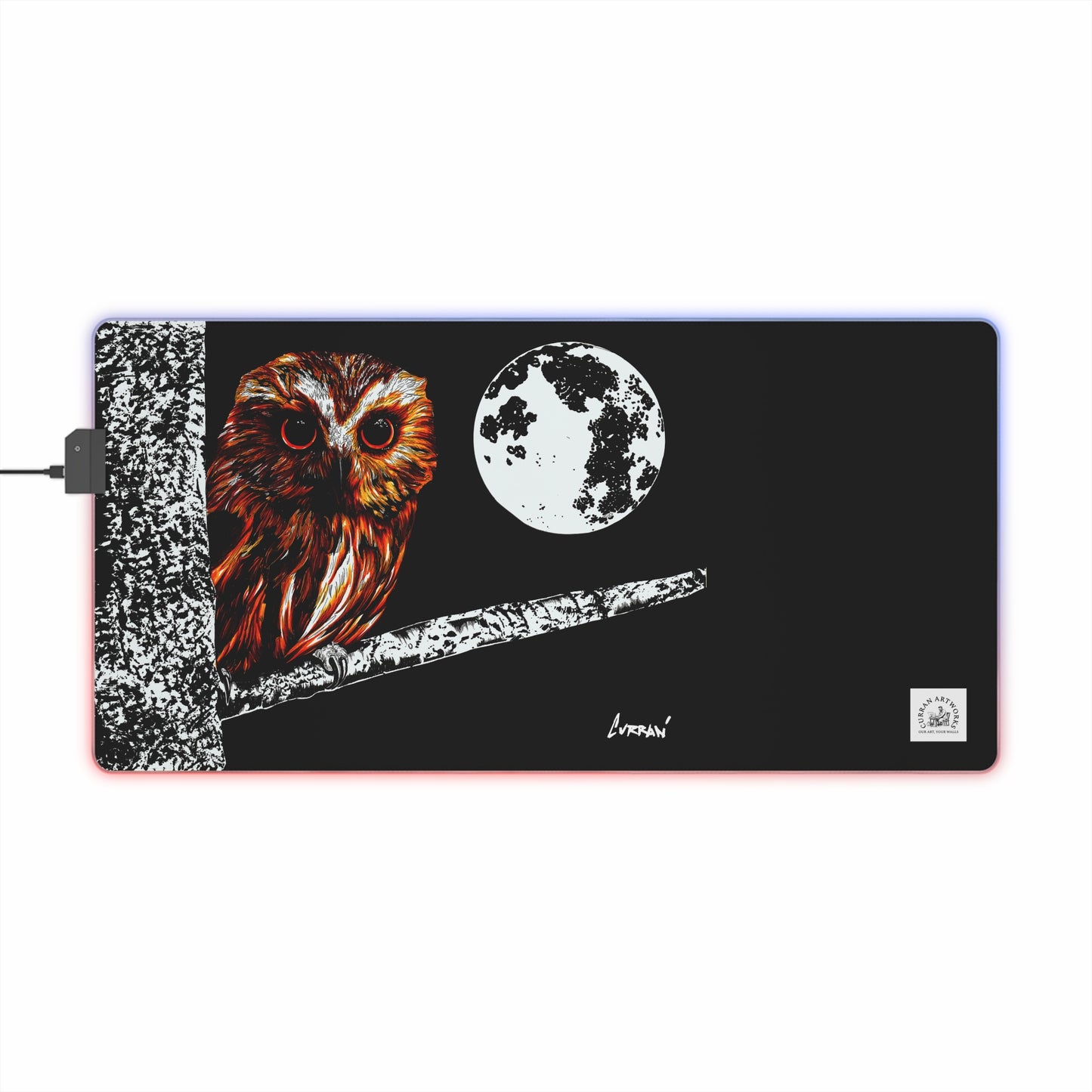LED Owl Gaming Mouse Pad - Illuminated Design with Owl