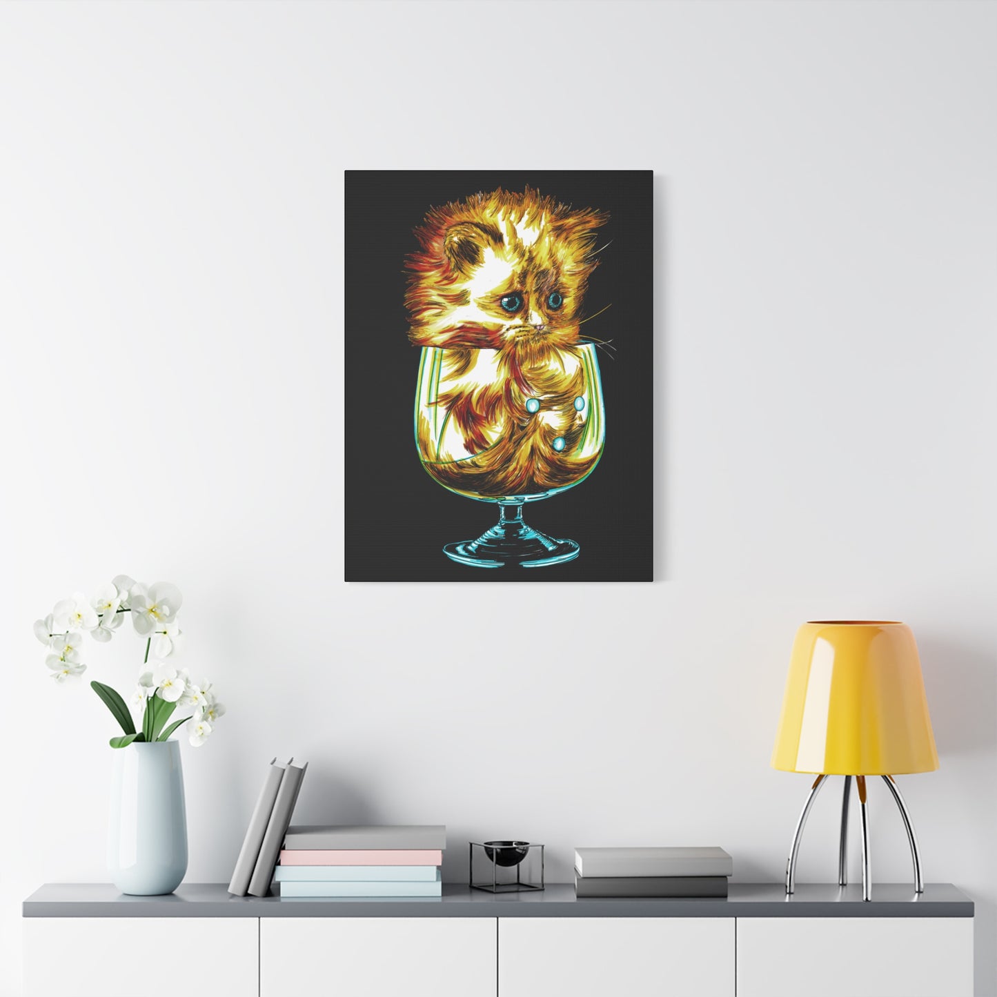 Whimsical Cat Art Canvas Print - 1.25" Stretched Wall Decor