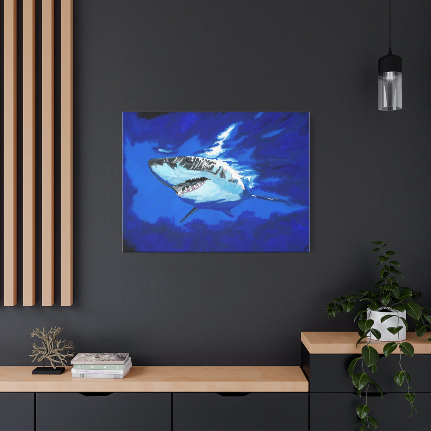 Great White Shark Canvas Art – Original Hand-Painted
