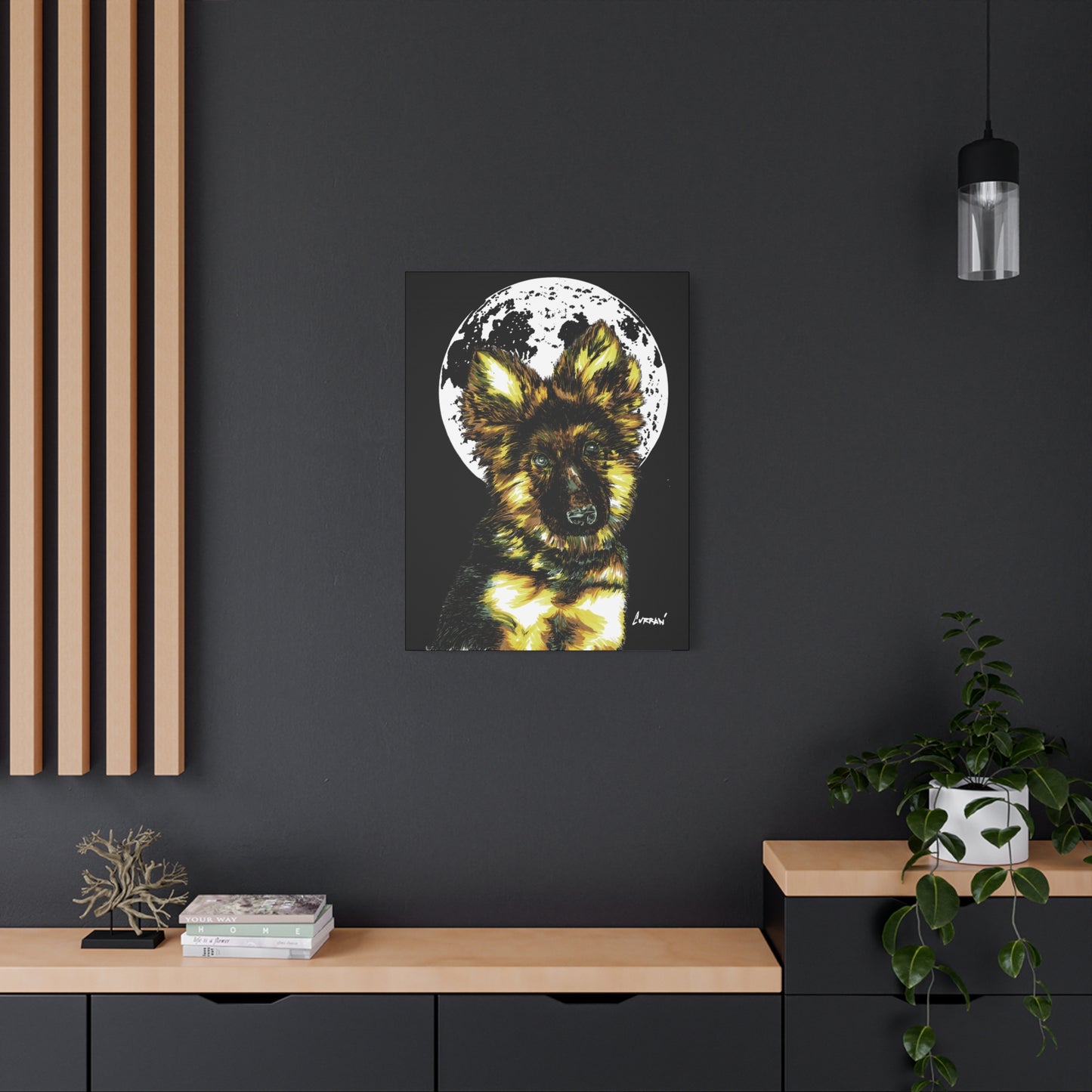 German Shepherd Puppy Print, Hand-Drawn Dog Art,