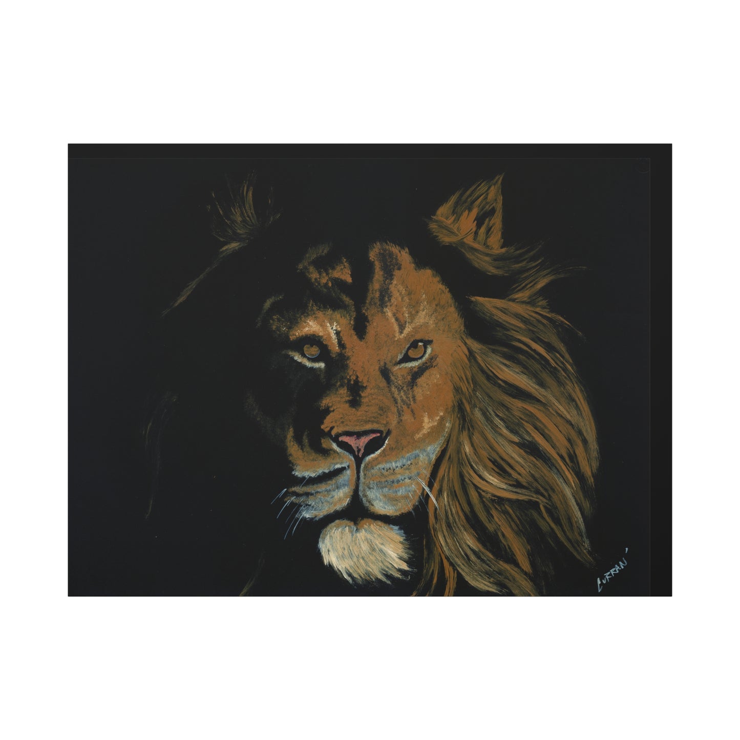 Lion Canvas Art – Original Hand-Painted Realistic and Detailed Big Cat Portrait printed on Matte Canvas, Stretched, 1.25"