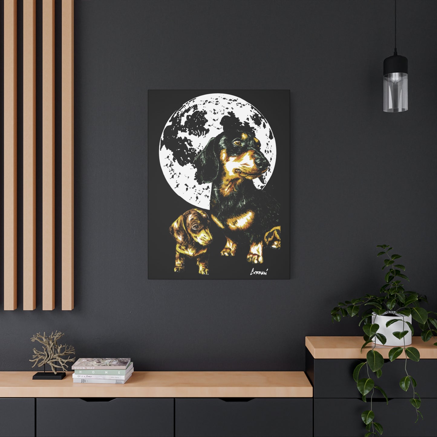 Dachshund Canvas Print of the Original, hand drawn wall art