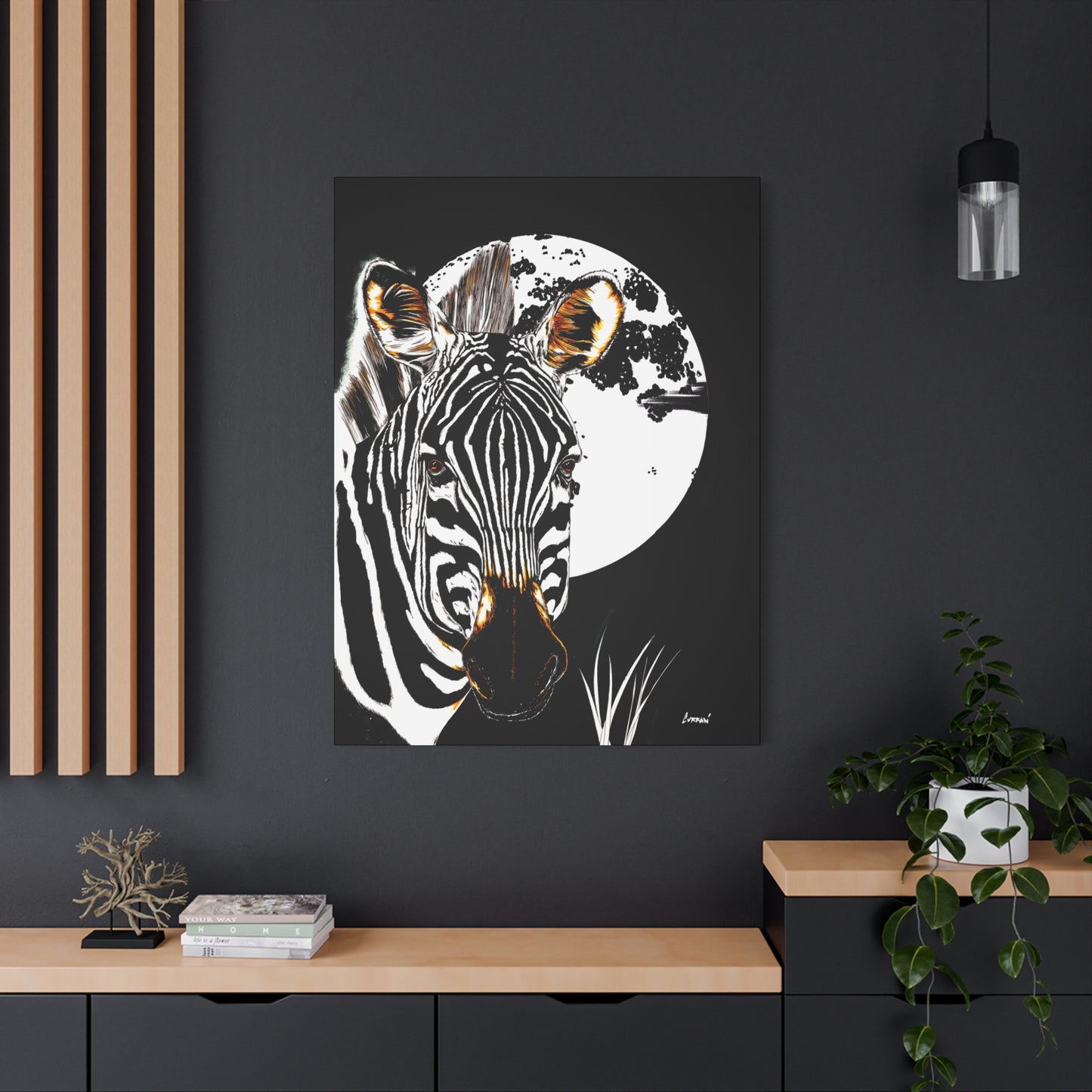 Zebra Wall Art, Zebra Print, Hand-Drawn Zebra, Wildlife Art, Safari Animal Decor, Nature Wall Art, Black and White Art, Animal Lover Gift Printed on Matte Canvas, Stretched, 1.25"