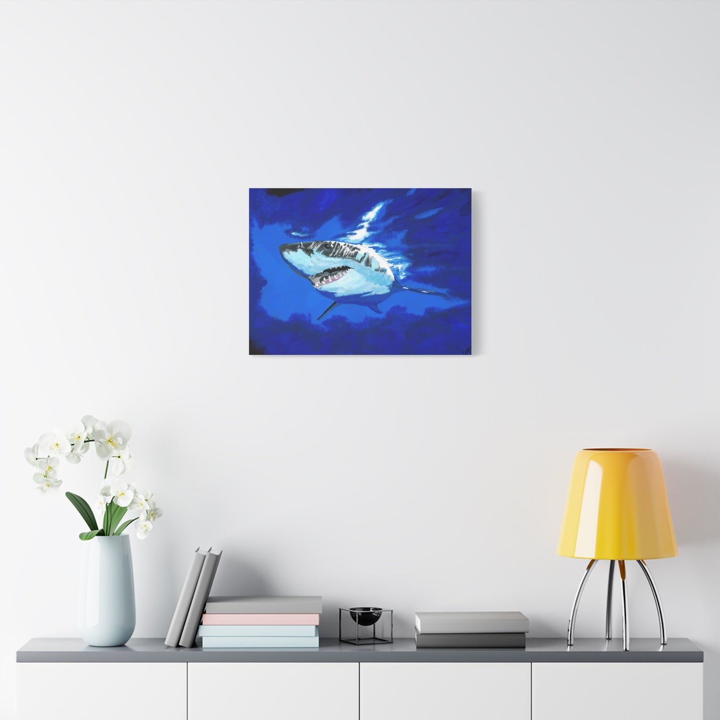 Great White Shark Canvas Art – Original Hand-Painted