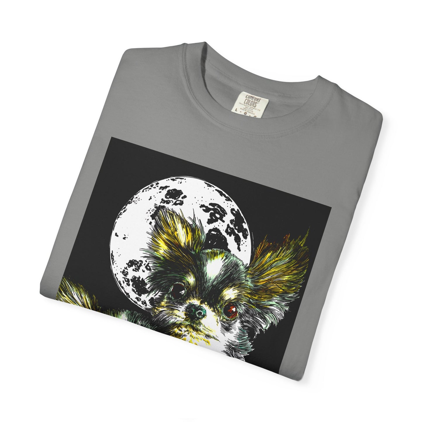 Cute Chihuahua Moon Night Unisex Garment-Dyed T-Shirt