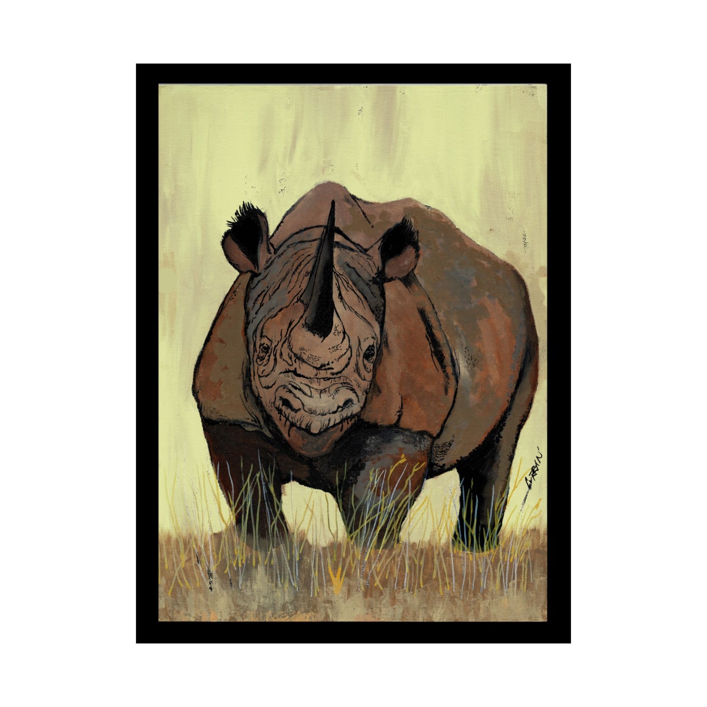 Rhino Wildlife Satin Poster - Majestic Rhino Art - Nature Decor