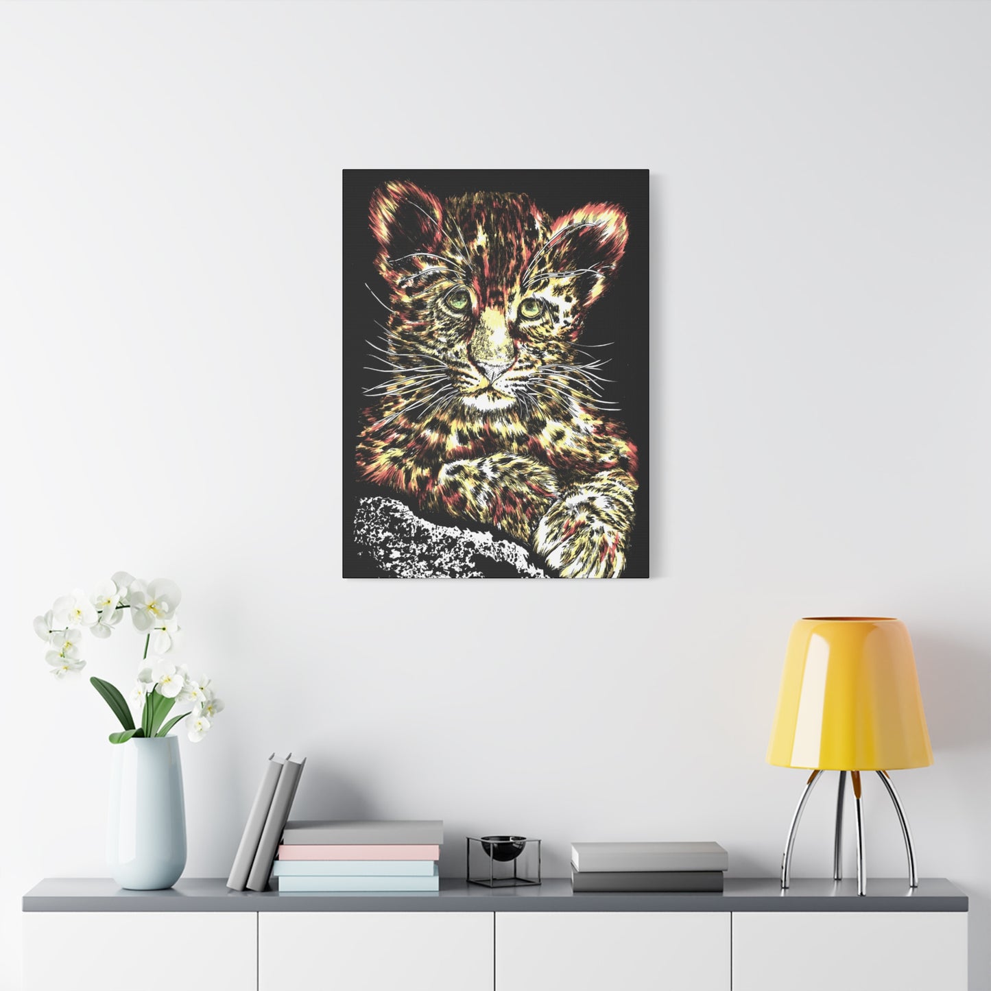 Leopard Cub Wall Art Print of the Original, hand drawn wall art of a Leopard Cub