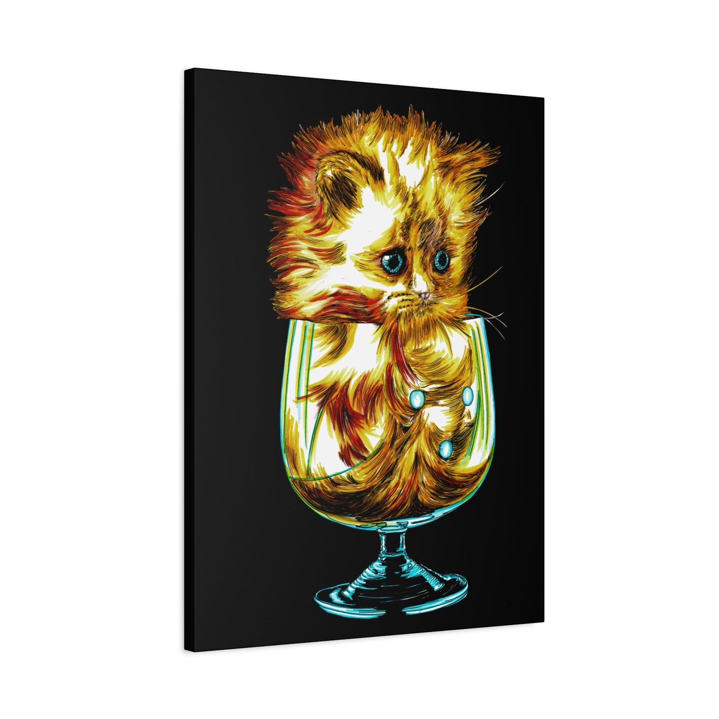 Whimsical Cat Art Canvas Print - 1.25" Stretched Wall Decor