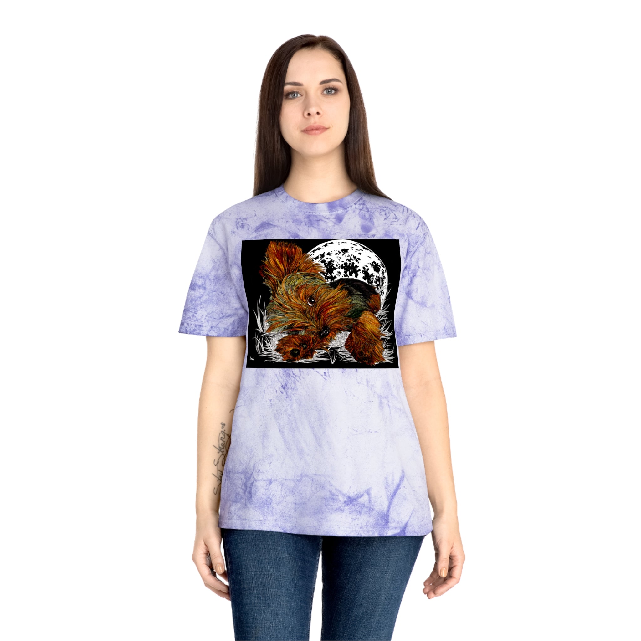 Colorful Puppy Moonlit Unisex T Shirt Perfect for Dog Lovers