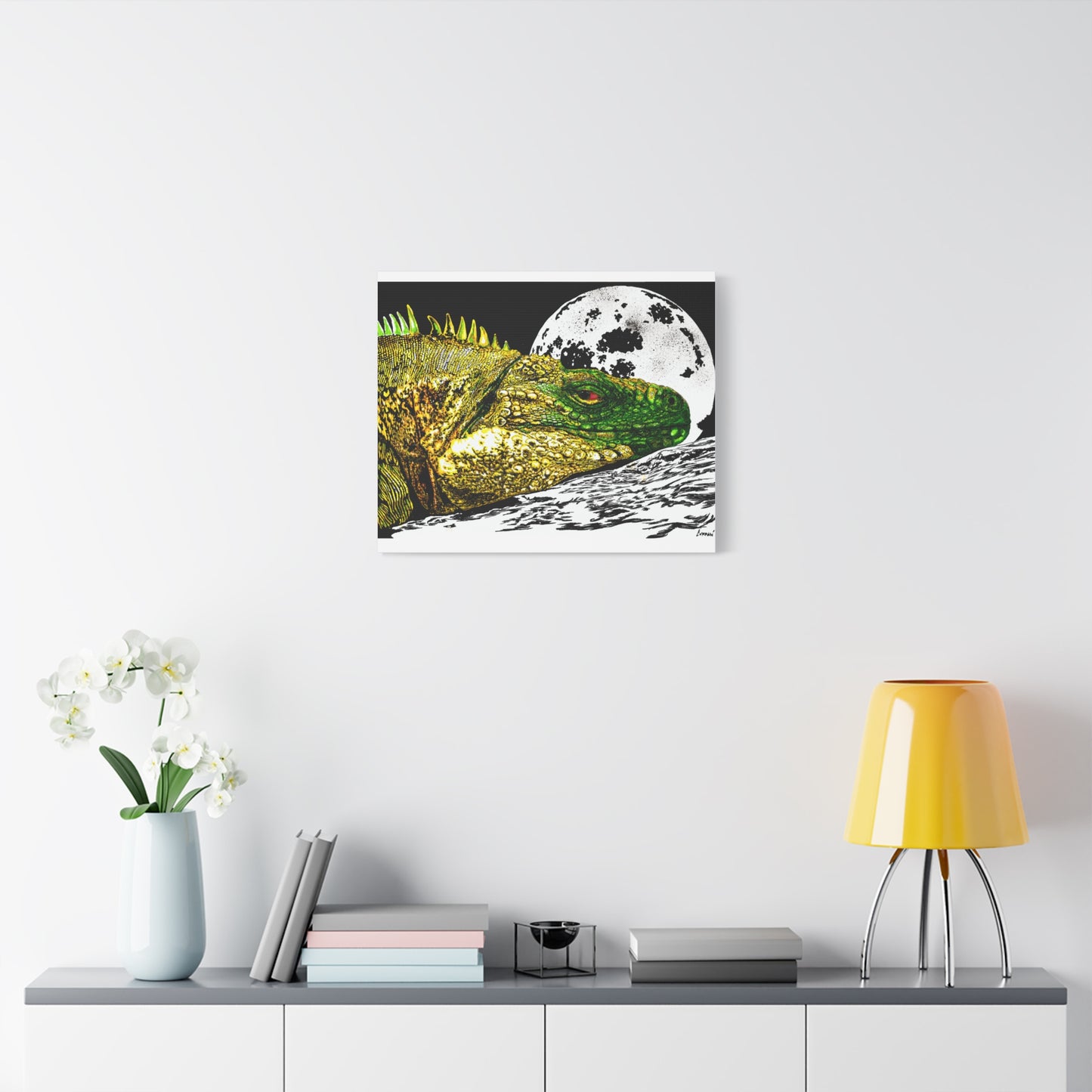 Reptile Art Print, Print of my Original hand drawn art printed on stretched canvas of a Reptile