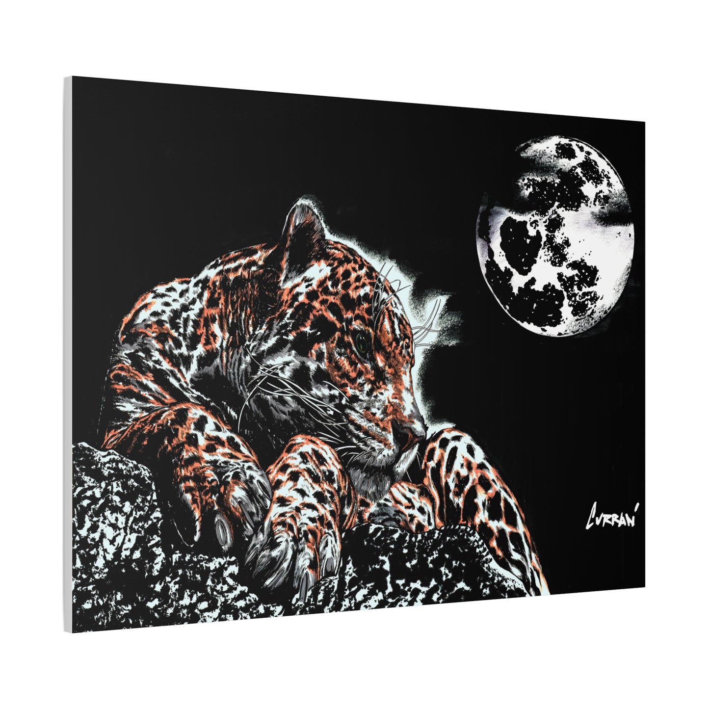 Leopard Canvas Art – Original Hand-Drawn Realistic Big Cat Wall Decor printed on Matte Canvas, Stretched, 1.25"