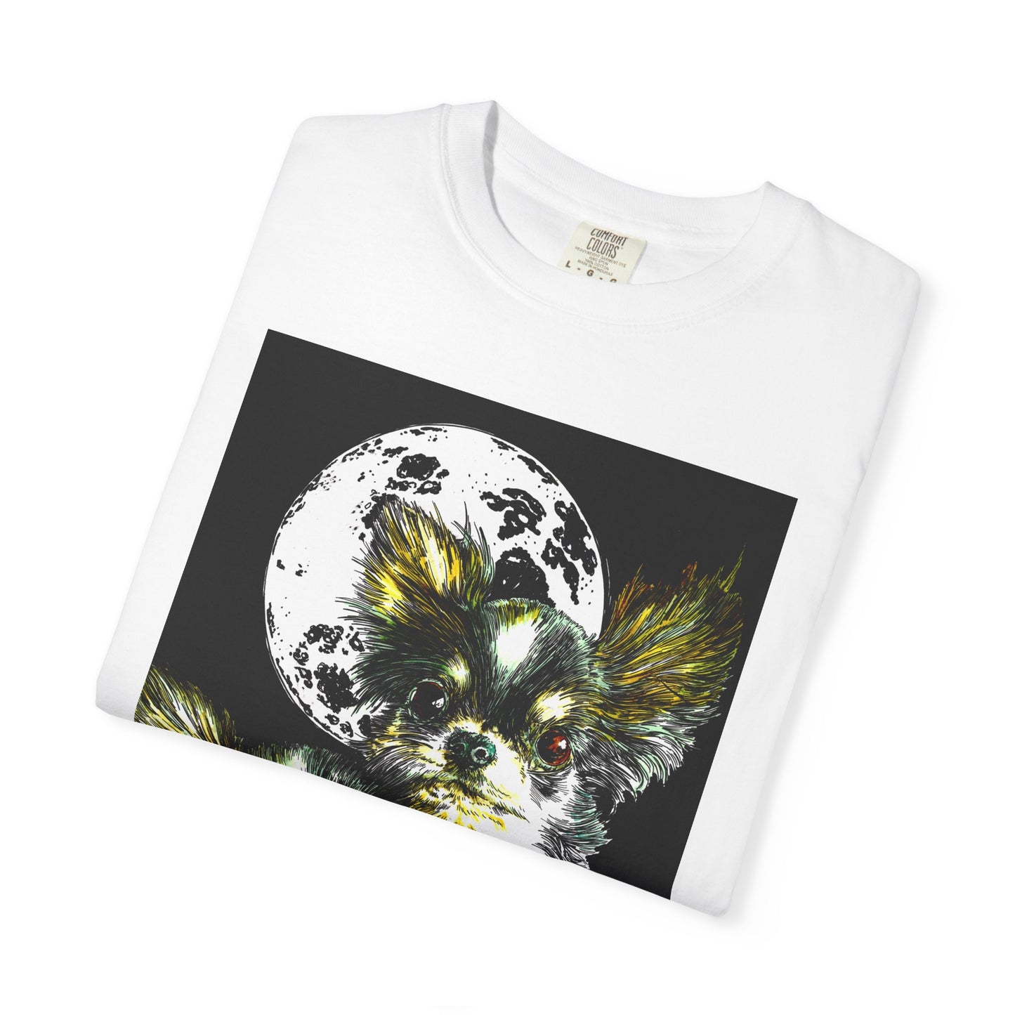 Cute Chihuahua Moon Night Unisex Garment-Dyed T-Shirt
