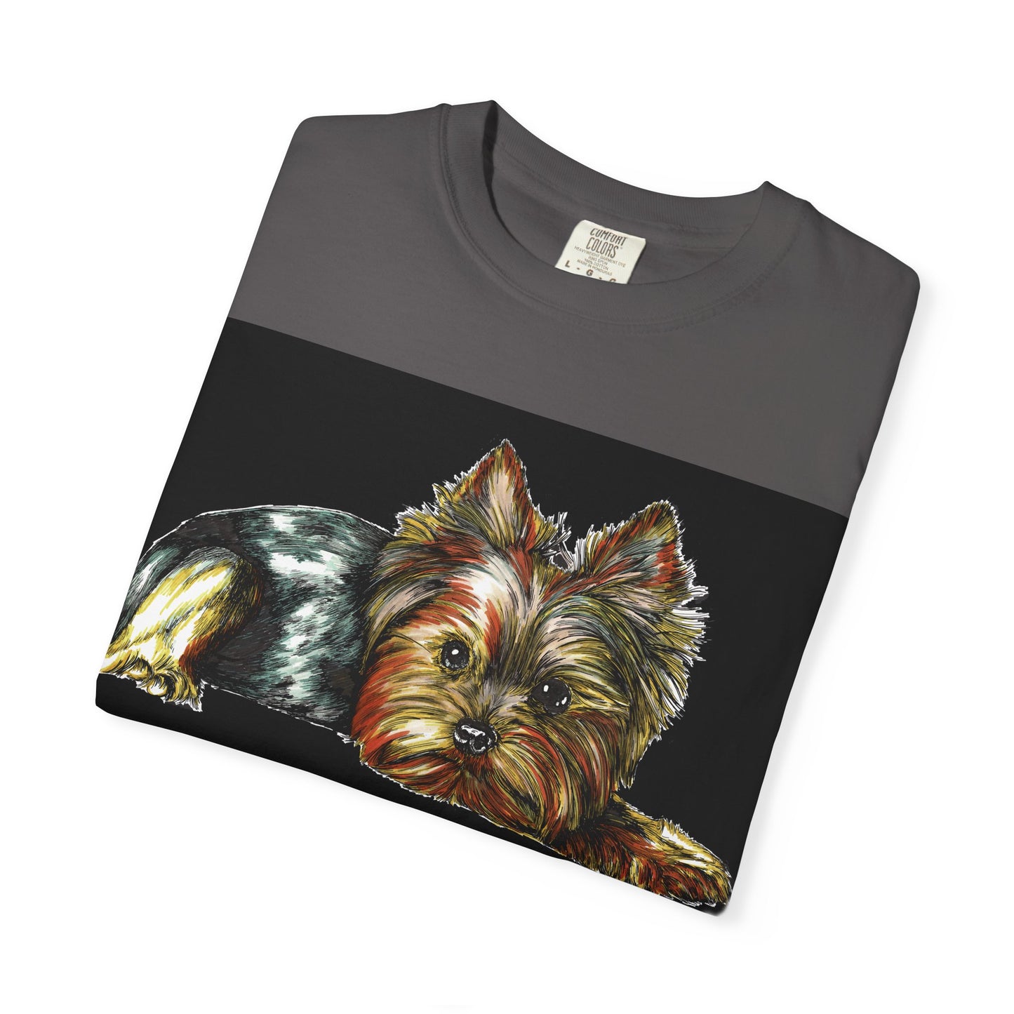 Yorkie Terrier Unisex Garment-Dyed T-Shirt – Original Hand-Drawn Art