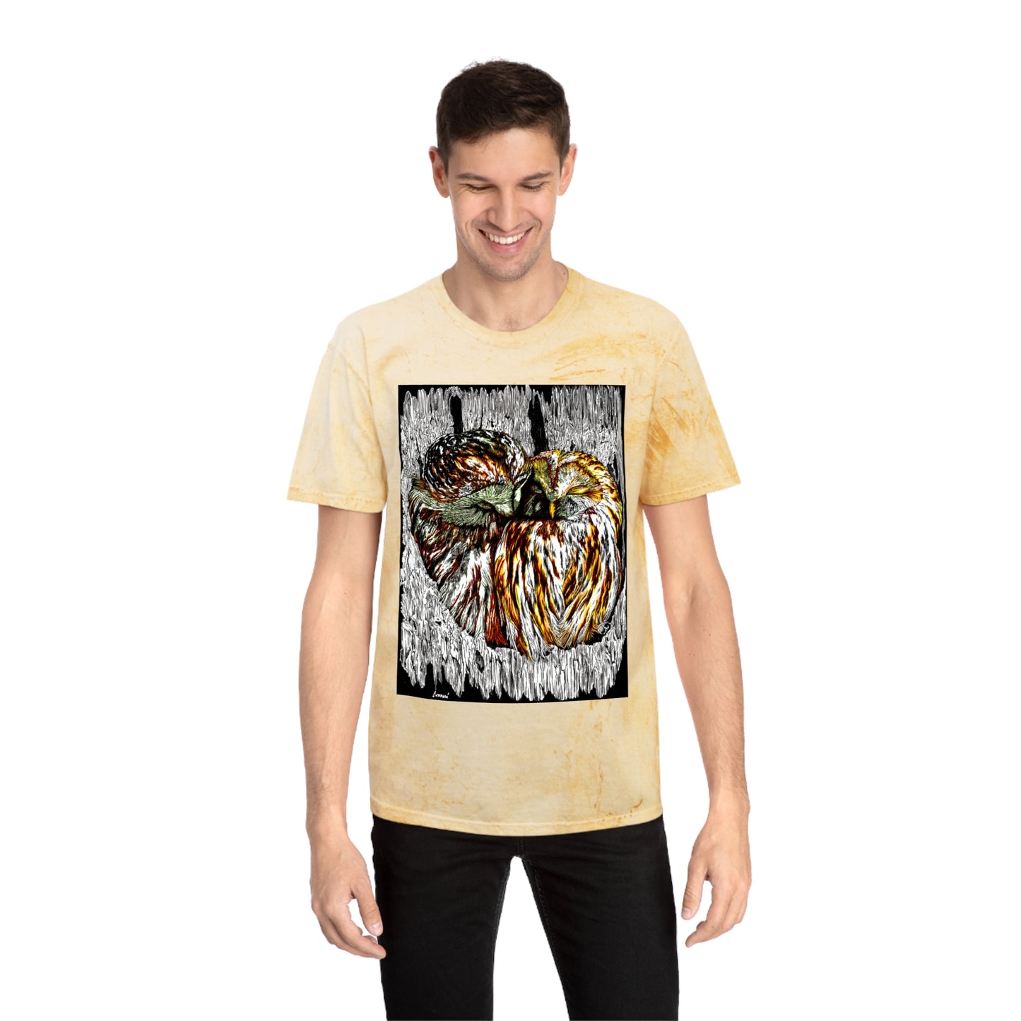 Two Owls in a Tree T-Shirt Original Hand Drawn Art