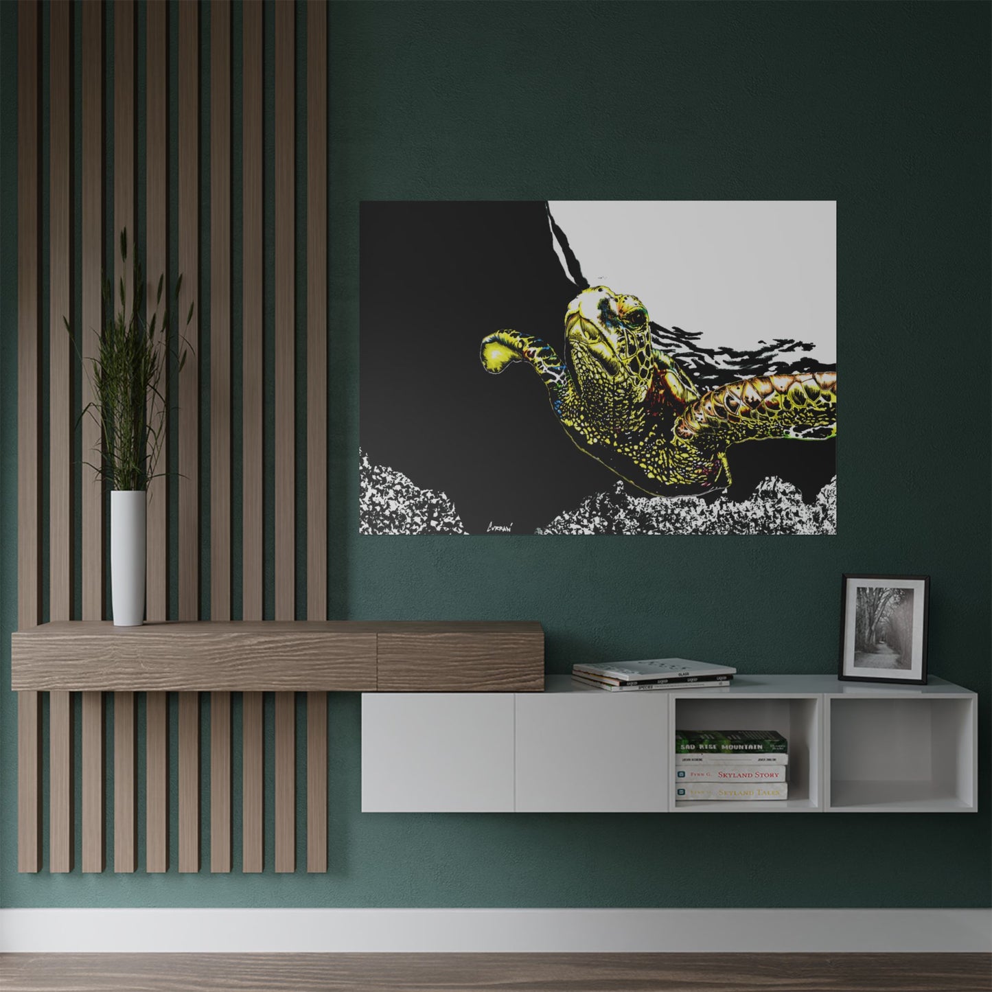 Underwater Turtle Satin Poster - Vibrant Ocean Decor for Marine Life Enthusiasts