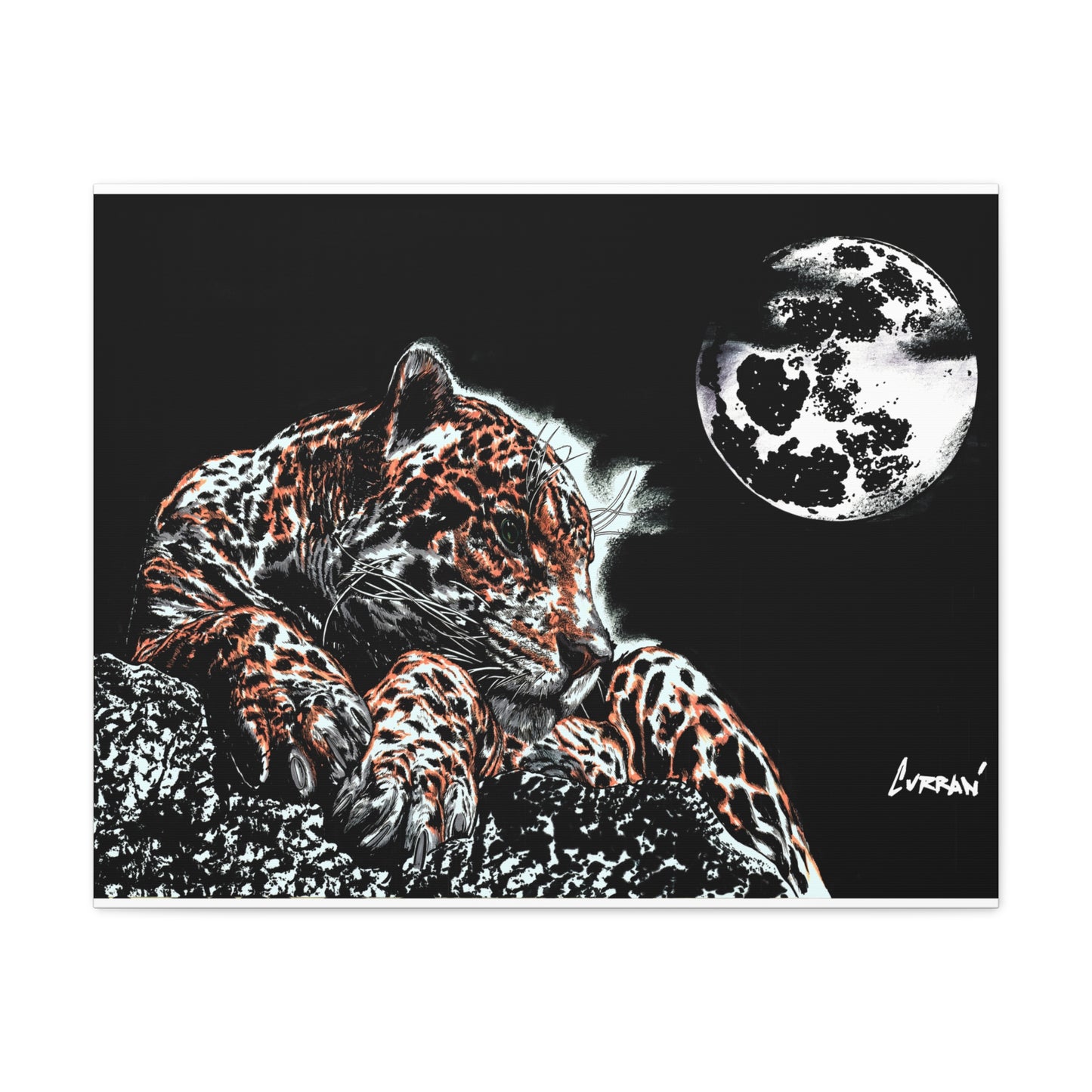 Leopard Canvas Art – Original Hand-Drawn Realistic Big Cat Wall Decor printed on Matte Canvas, Stretched, 1.25"
