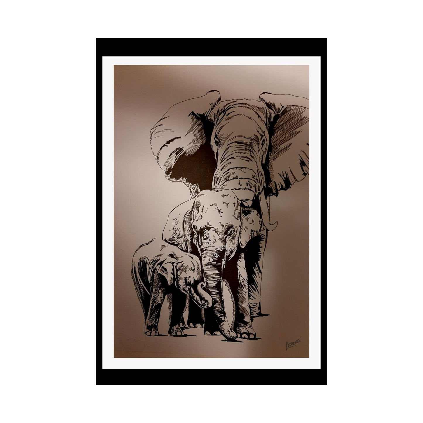Elegant Elephant Family Satin Poster - 300gsm Art Print