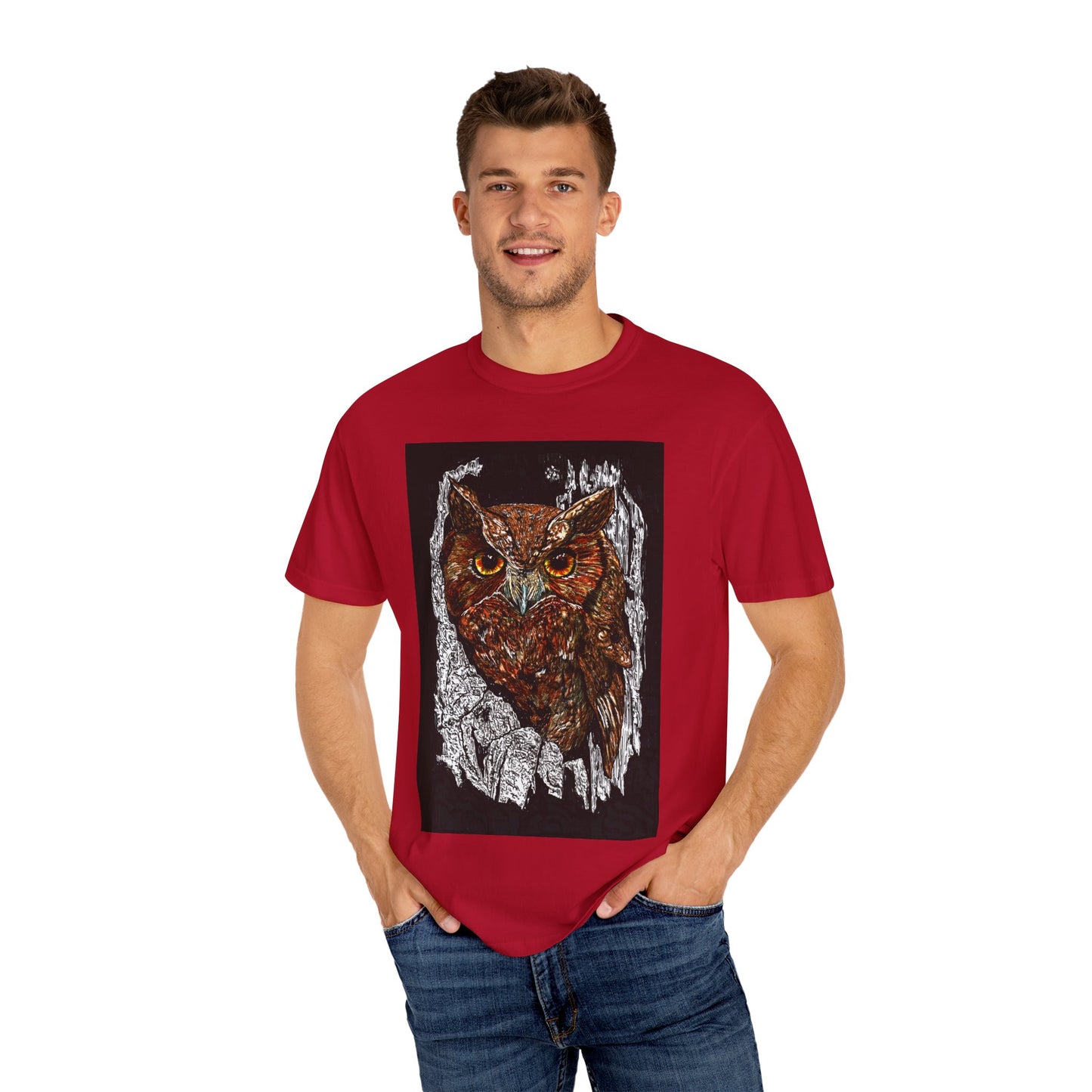 Artistic Owl Unisex Garment-Dyed T-Shirt