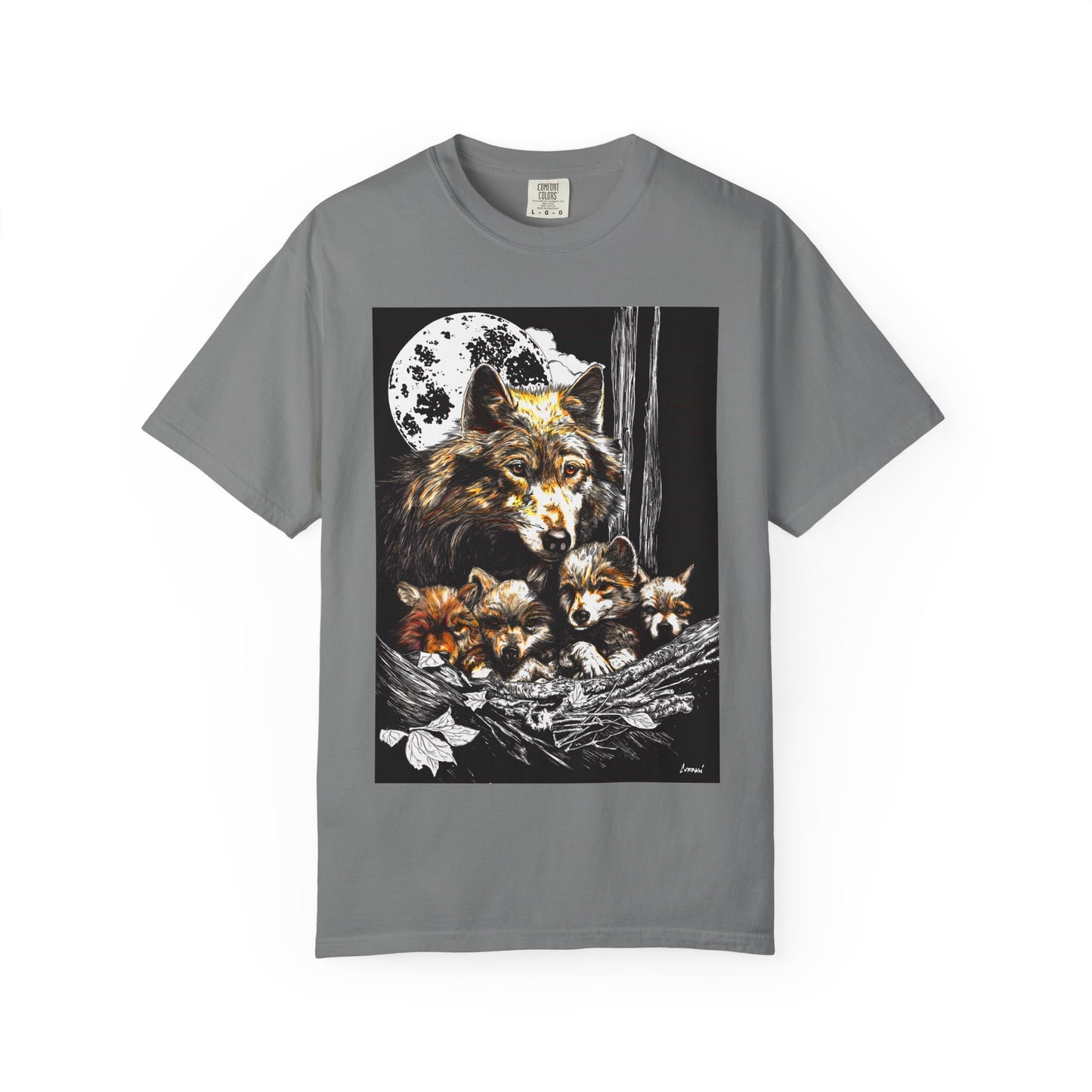 Wolf Family Garment-Dyed T-Shirt - Nature Inspired Art