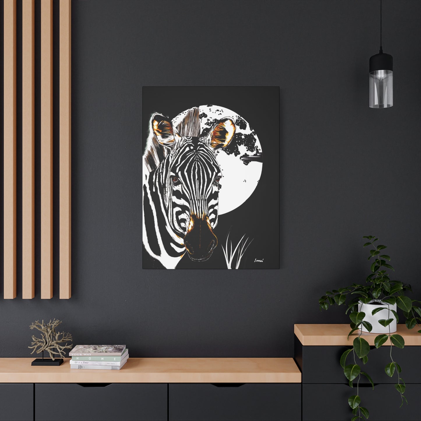 Zebra Wall Art, Zebra Print, Hand-Drawn Zebra, Wildlife Art, Safari Animal Decor, Nature Wall Art, Black and White Art, Animal Lover Gift Printed on Matte Canvas, Stretched, 1.25"