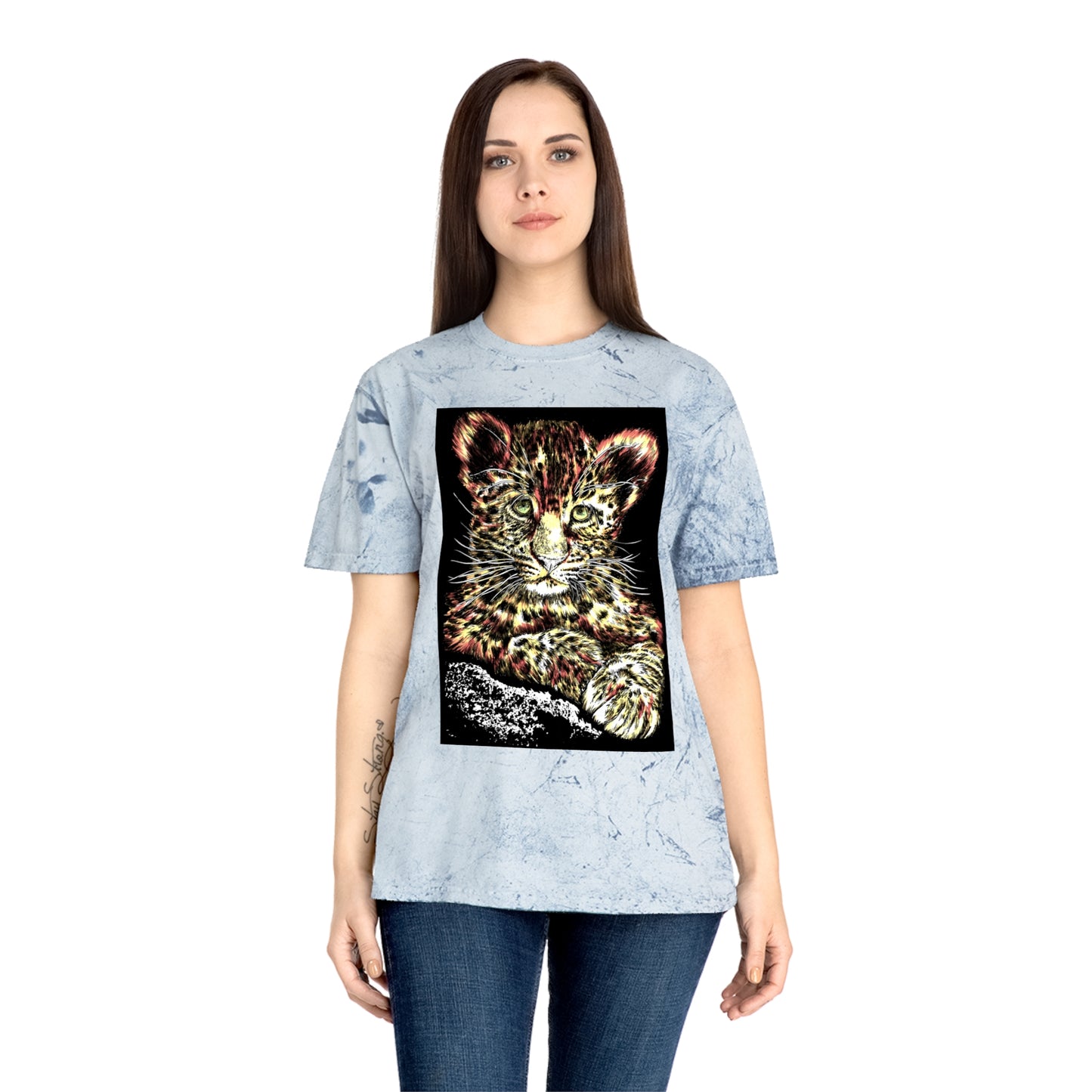Majestic Leopard Color Blast T Shirt Original Hand Drawn Art