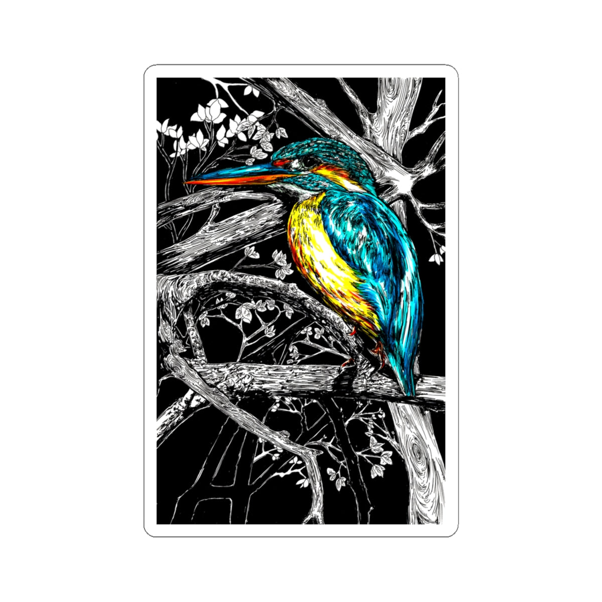Vibrant Kingfisher Kiss-Cut Sticker, Perfect for Nature Lovers