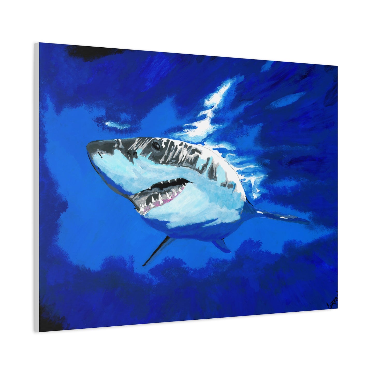 Great White Shark Canvas Art – Original Hand-Painted