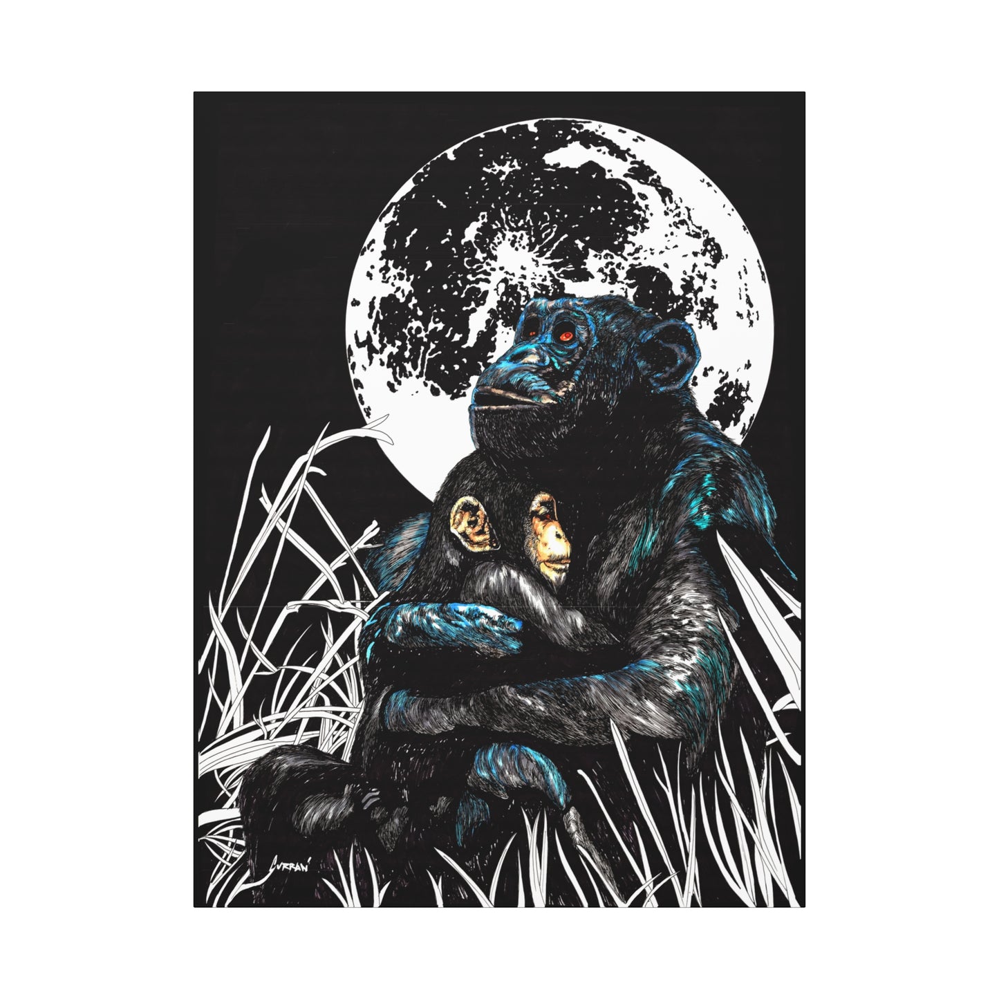 Gorilla Wall Art, Gorilla Print, Hand-Drawn Gorilla, Wildlife Art,