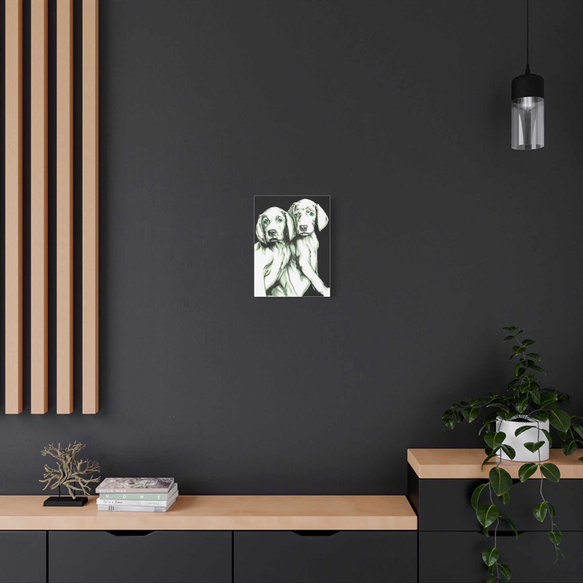 Two Puppies Art Canvas Print - Stretched Wall Decor