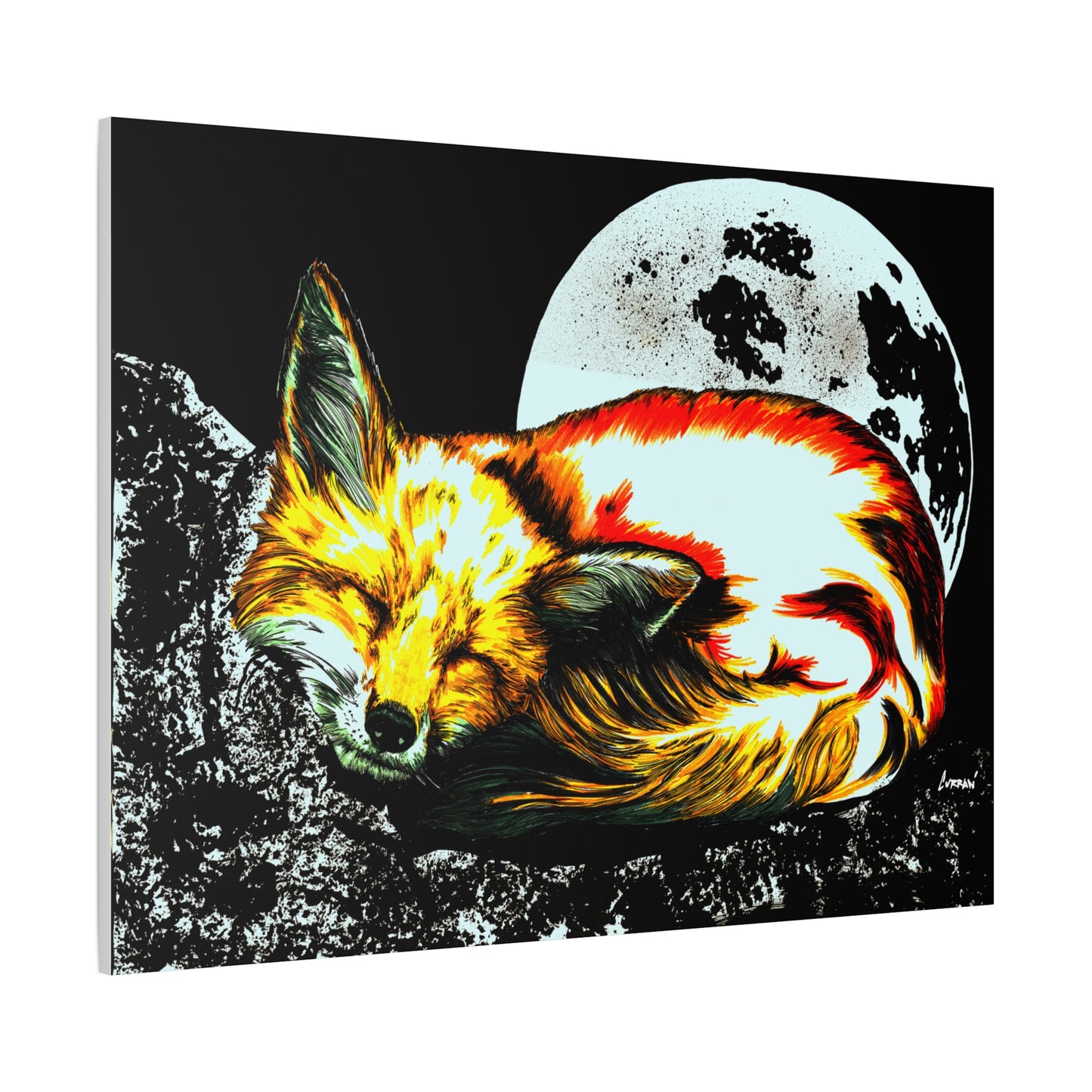 Red Fox Art Print of my Original hand drawn art printed on stretched canvas of a Red Fox