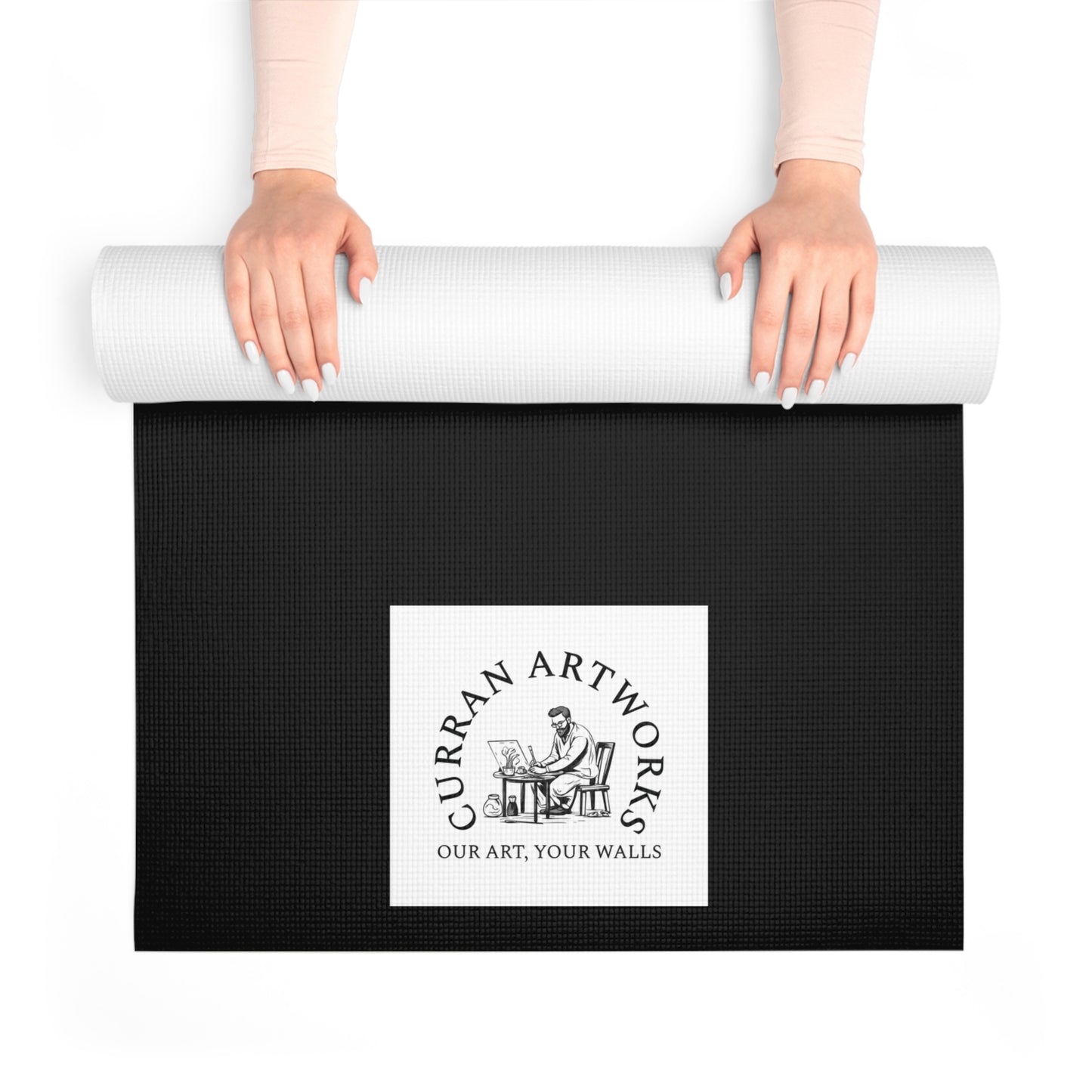 Kitten Yoga Mat, Hand-Drawn Mat, Cat Art Yoga Mat,