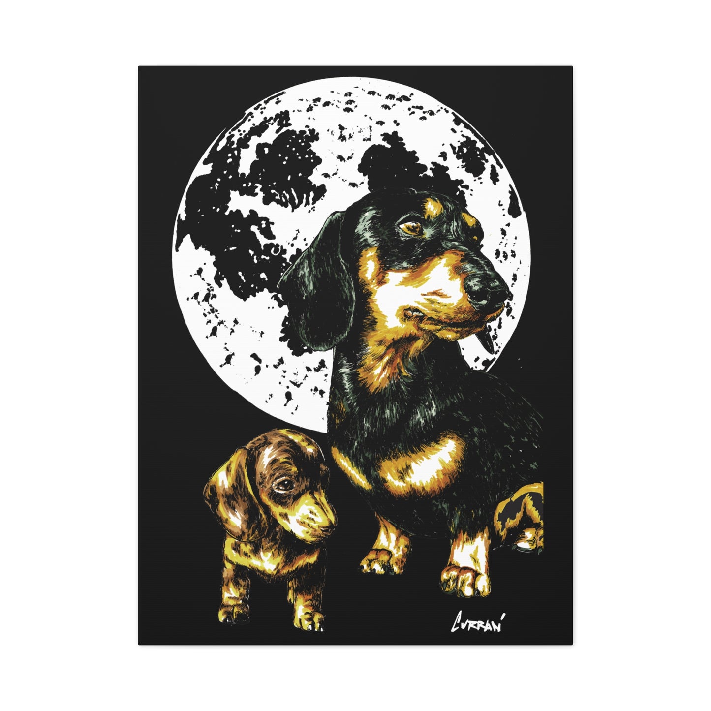 Dachshund Canvas Print of the Original, hand drawn wall art