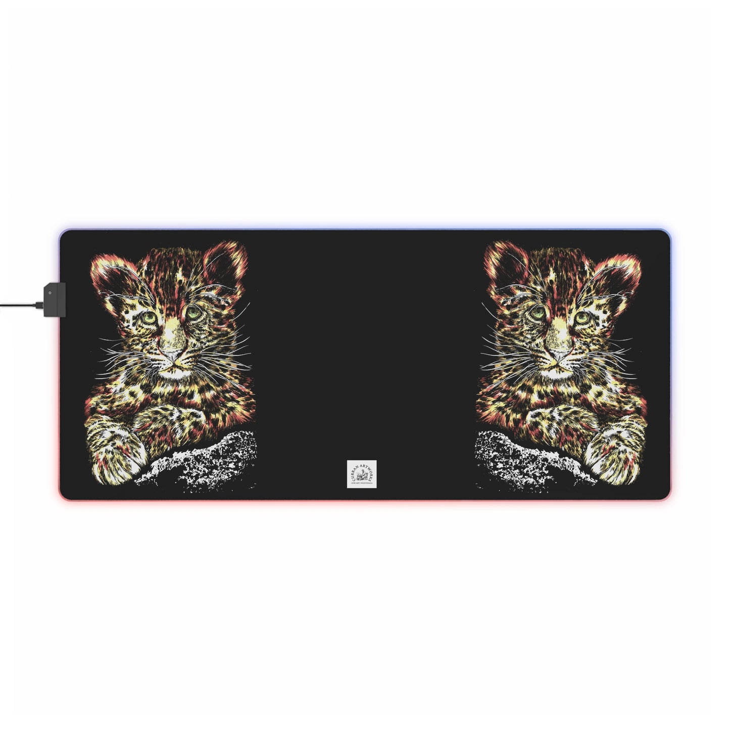 LED Gaming Mouse Pad with Leopard Design - Illuminated RGB Large Surface for Gamers