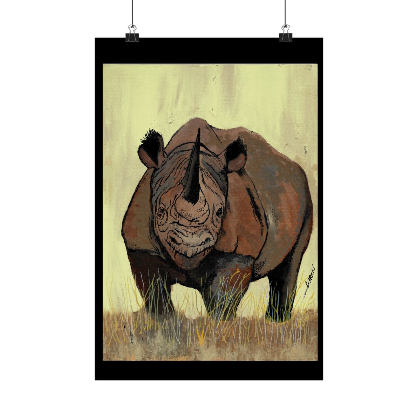 Rhino Wildlife Satin Poster - Majestic Rhino Art - Nature Decor