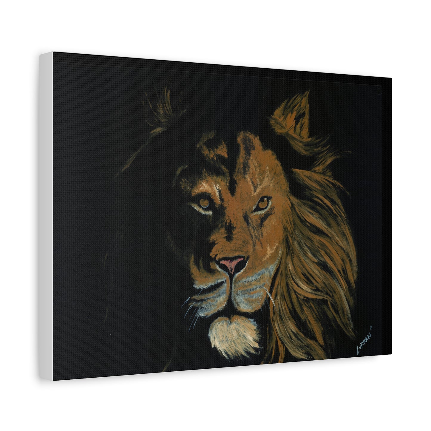 Lion Canvas Art – Original Hand-Painted Realistic and Detailed Big Cat Portrait printed on Matte Canvas, Stretched, 1.25"
