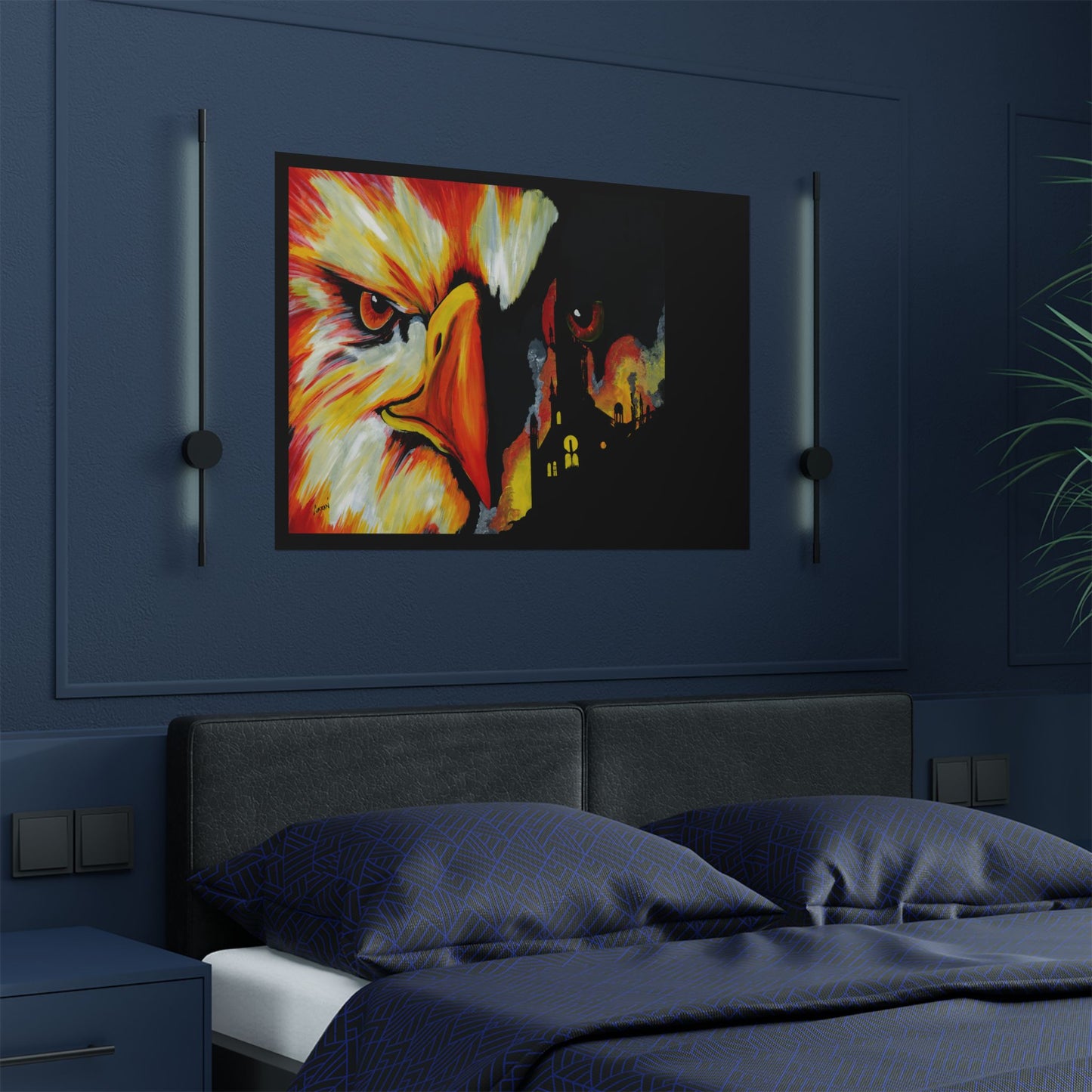 Phoenix Vibrant Satin Poster - Fierce Eagle Artwork