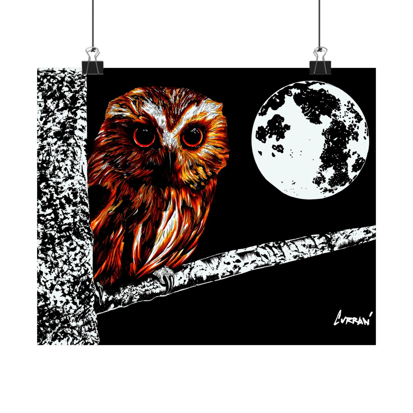 Mystical Owl Satin Poster | 300gsm Wall Art for Nature Lovers