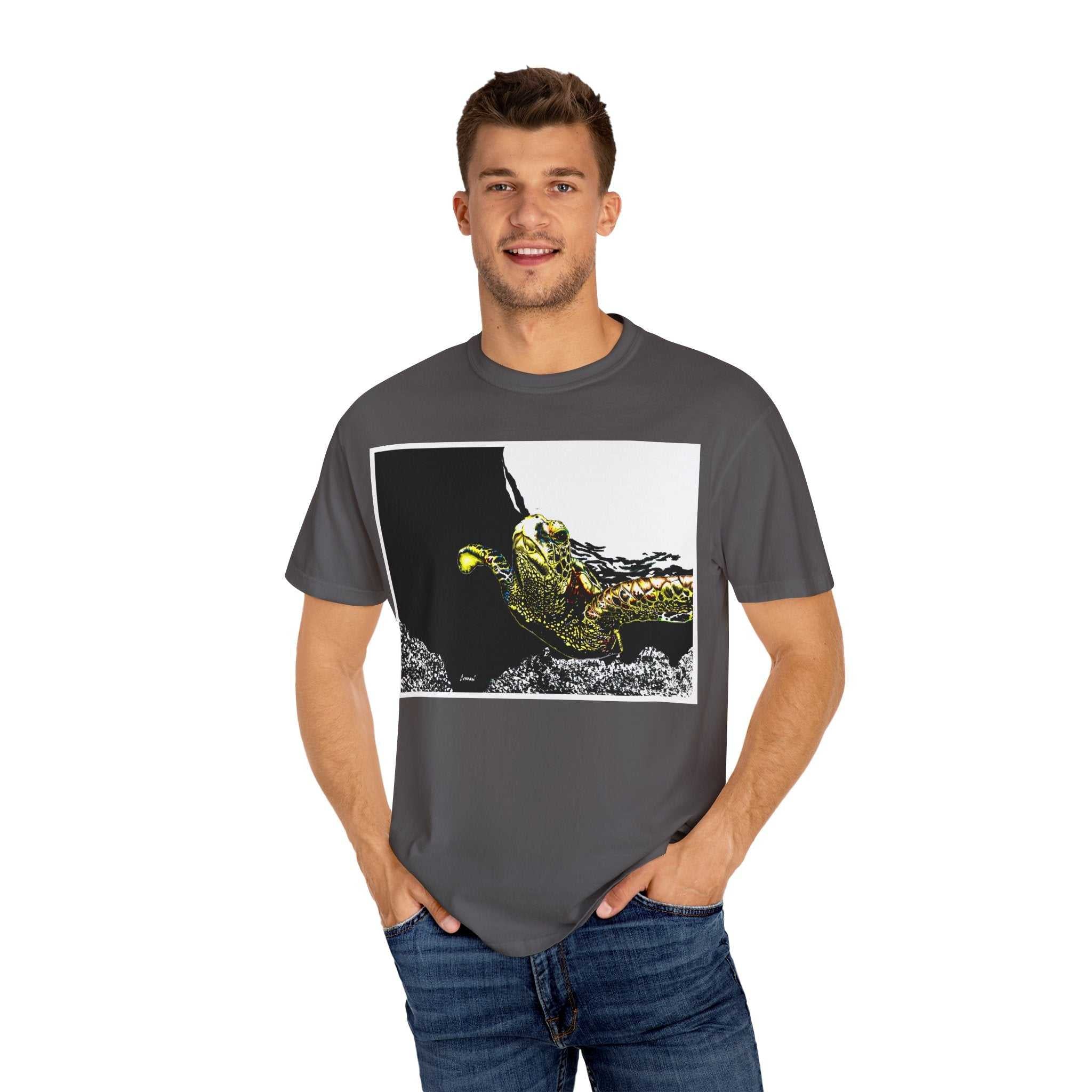Discover the perfect blend of style and comfort with our Sea Turtle Garment-Dyed Graphic Tee - Unisex Ocean. Embrace the ocean and elevate your wardrobe today!