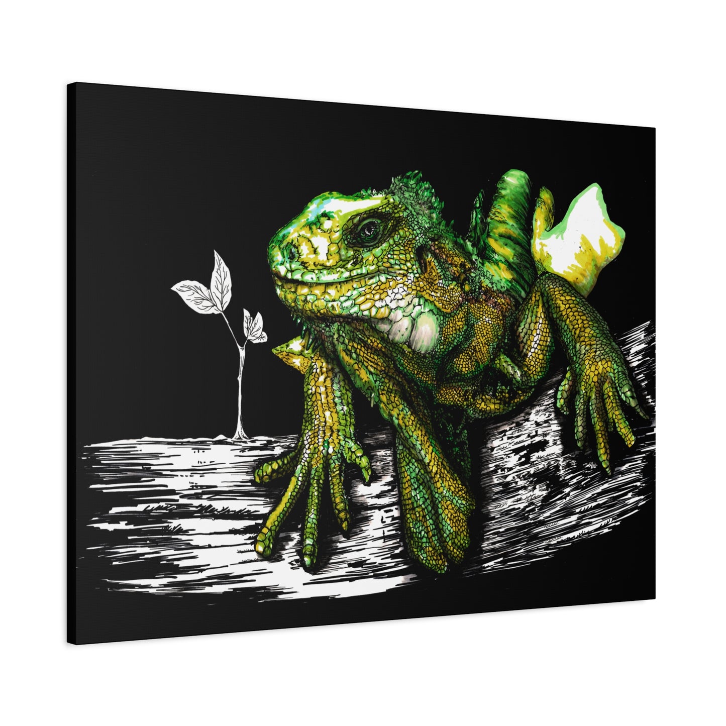 Iguana Print, Hand-Drawn Reptile Art, Lizard Wall Decor