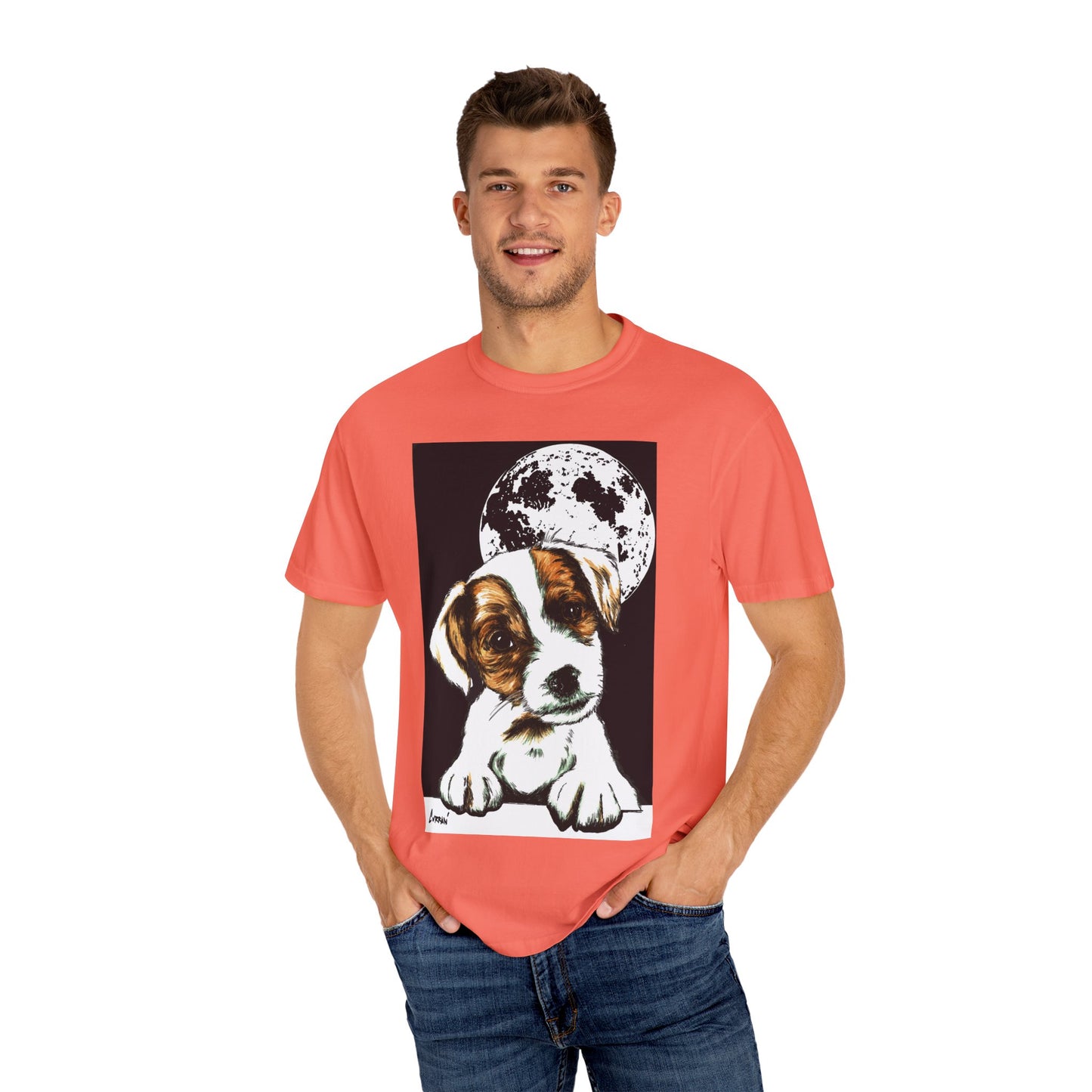 Moonlit Beagle Puppy Unisex Garment-Dyed T-shirt – Perfect for Animal Lovers