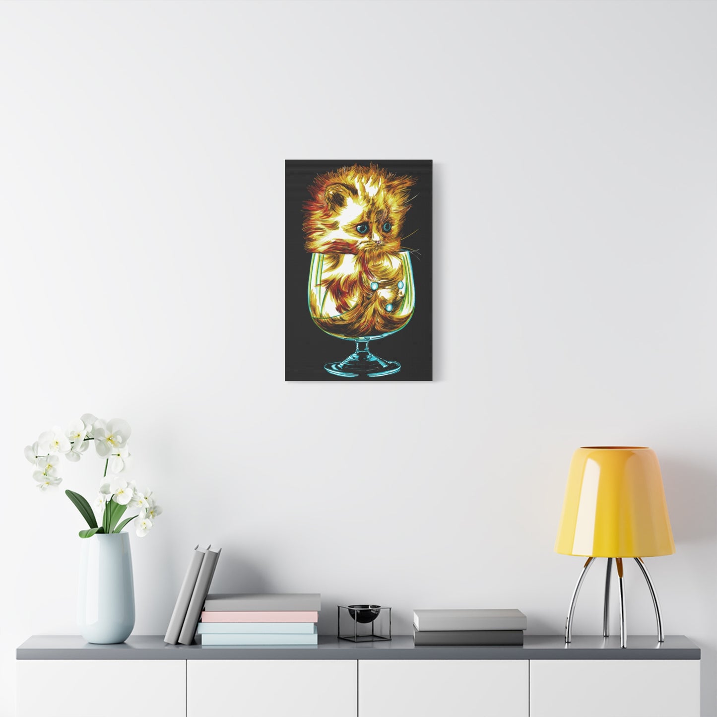 Whimsical Cat Art Canvas Print - 1.25" Stretched Wall Decor