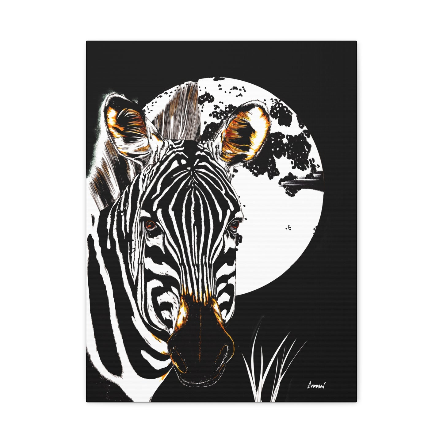 Zebra Wall Art, Zebra Print, Hand-Drawn Zebra, Wildlife Art, Safari Animal Decor, Nature Wall Art, Black and White Art, Animal Lover Gift Printed on Matte Canvas, Stretched, 1.25"