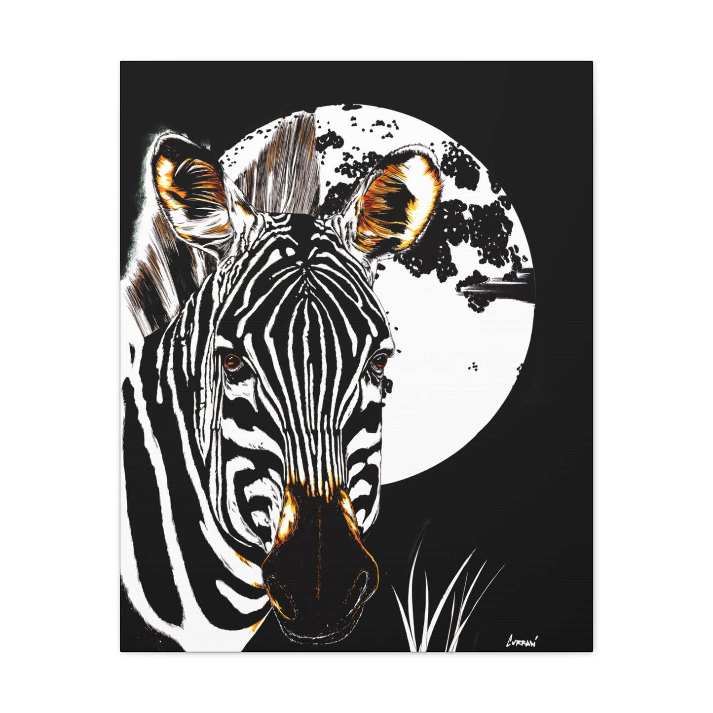 Zebra Wall Art, Zebra Print, Hand-Drawn Zebra, Wildlife Art, Safari Animal Decor, Nature Wall Art, Black and White Art, Animal Lover Gift Printed on Matte Canvas, Stretched, 1.25"