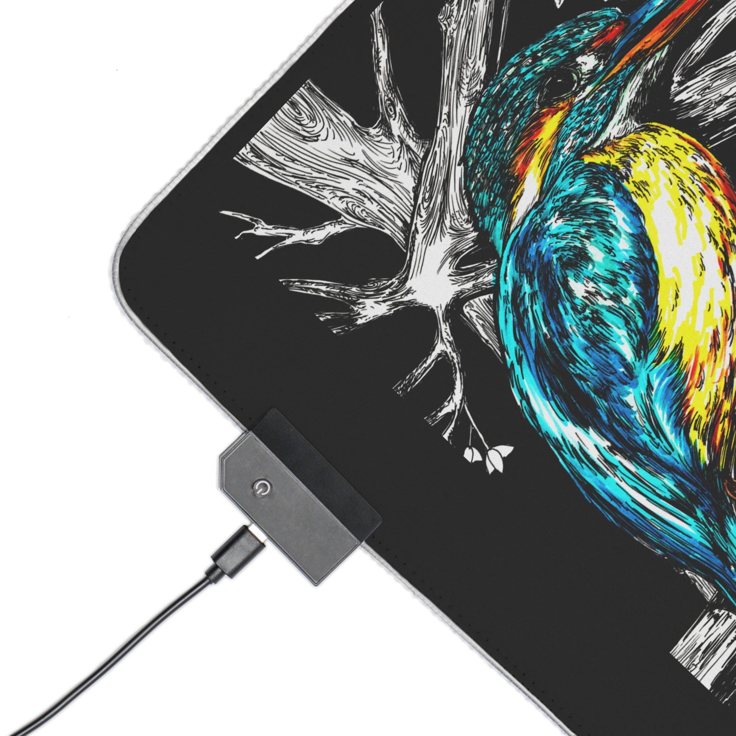 Kingfisher Bird Desk Mat LED Gaming Mouse Pad