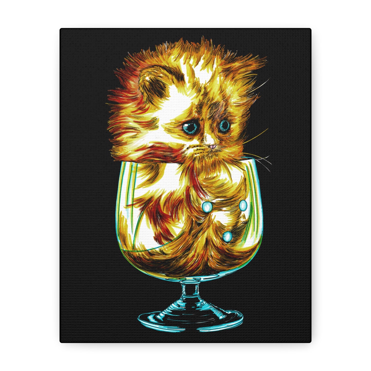 Whimsical Cat Art Canvas Print - 1.25" Stretched Wall Decor