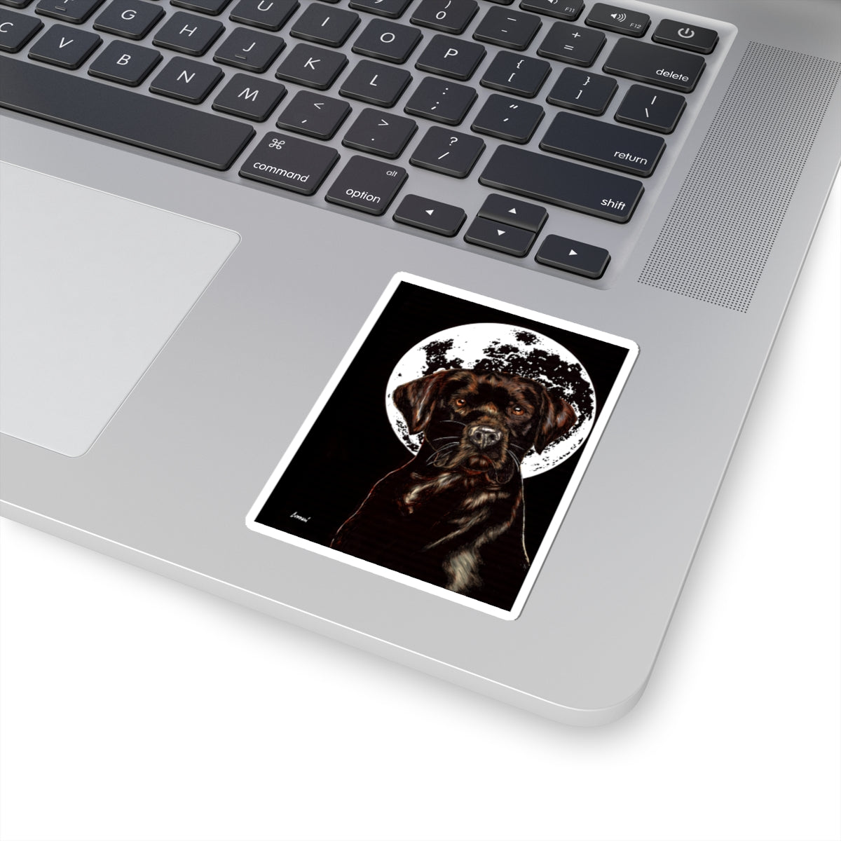 Moonlit Chocolate Lab Kiss-Cut Sticker, Perfect for Animal Lovers