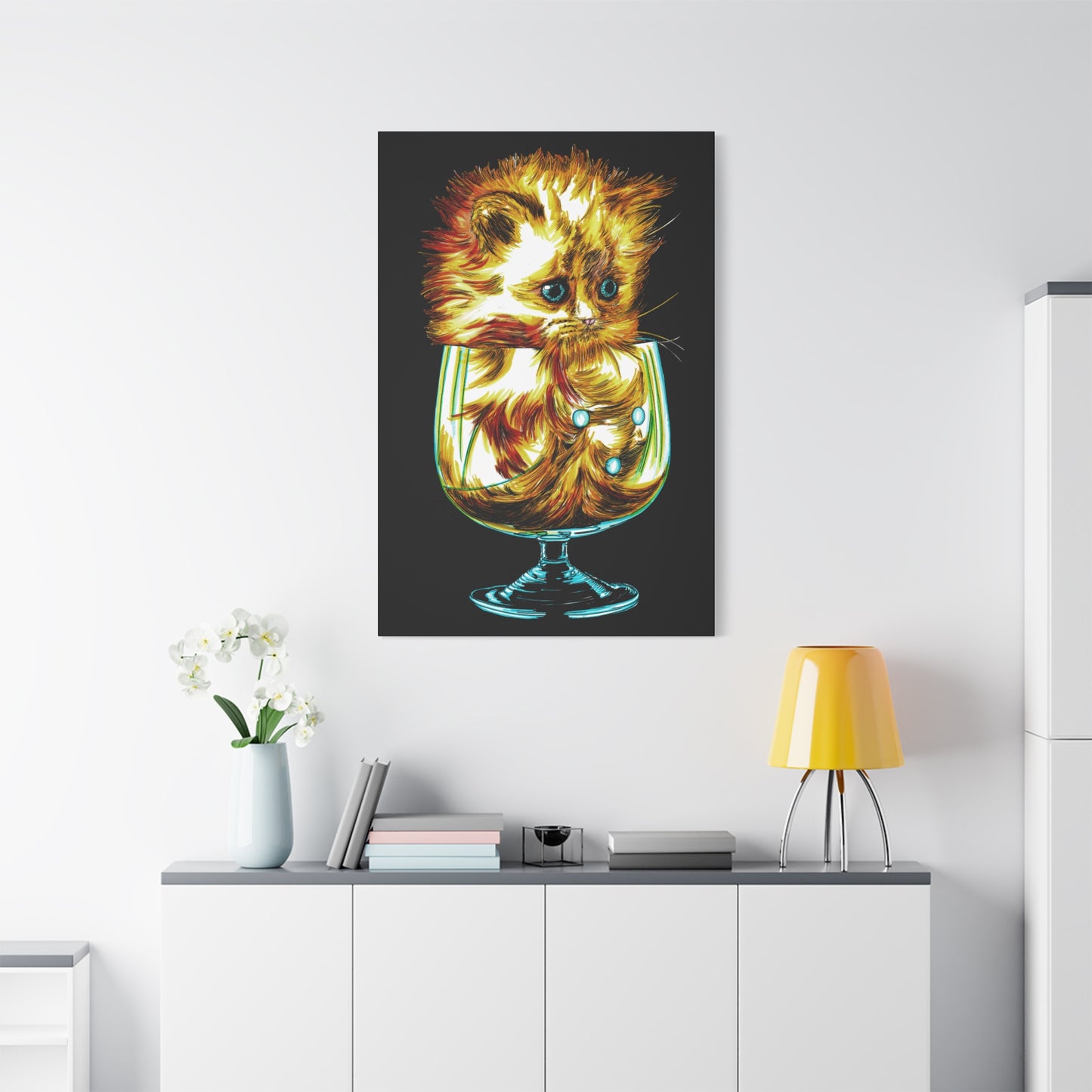 Whimsical Cat Art Canvas Print - 1.25" Stretched Wall Decor